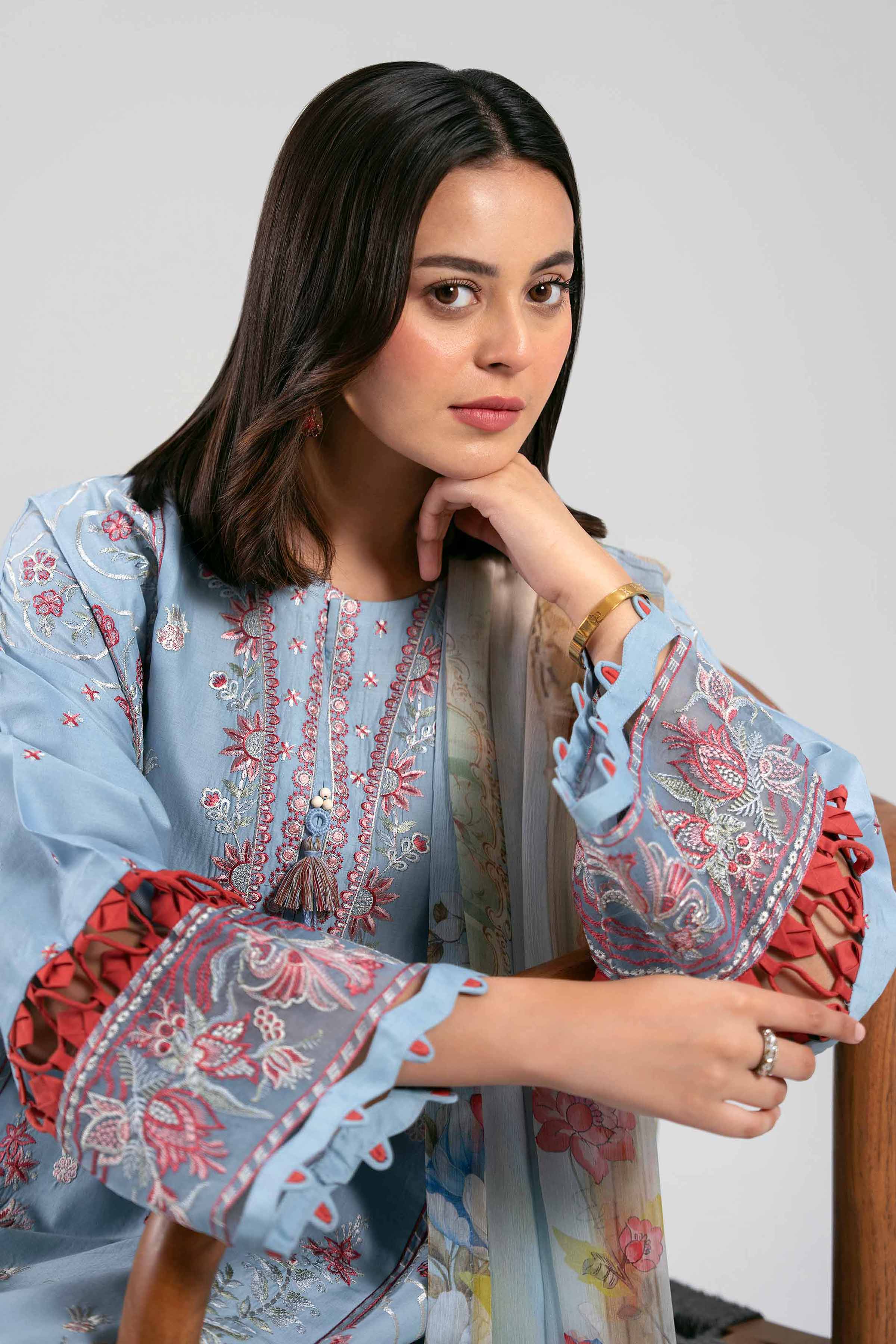3 Piece - Digital Printed Embroidered Suit - 42601338
