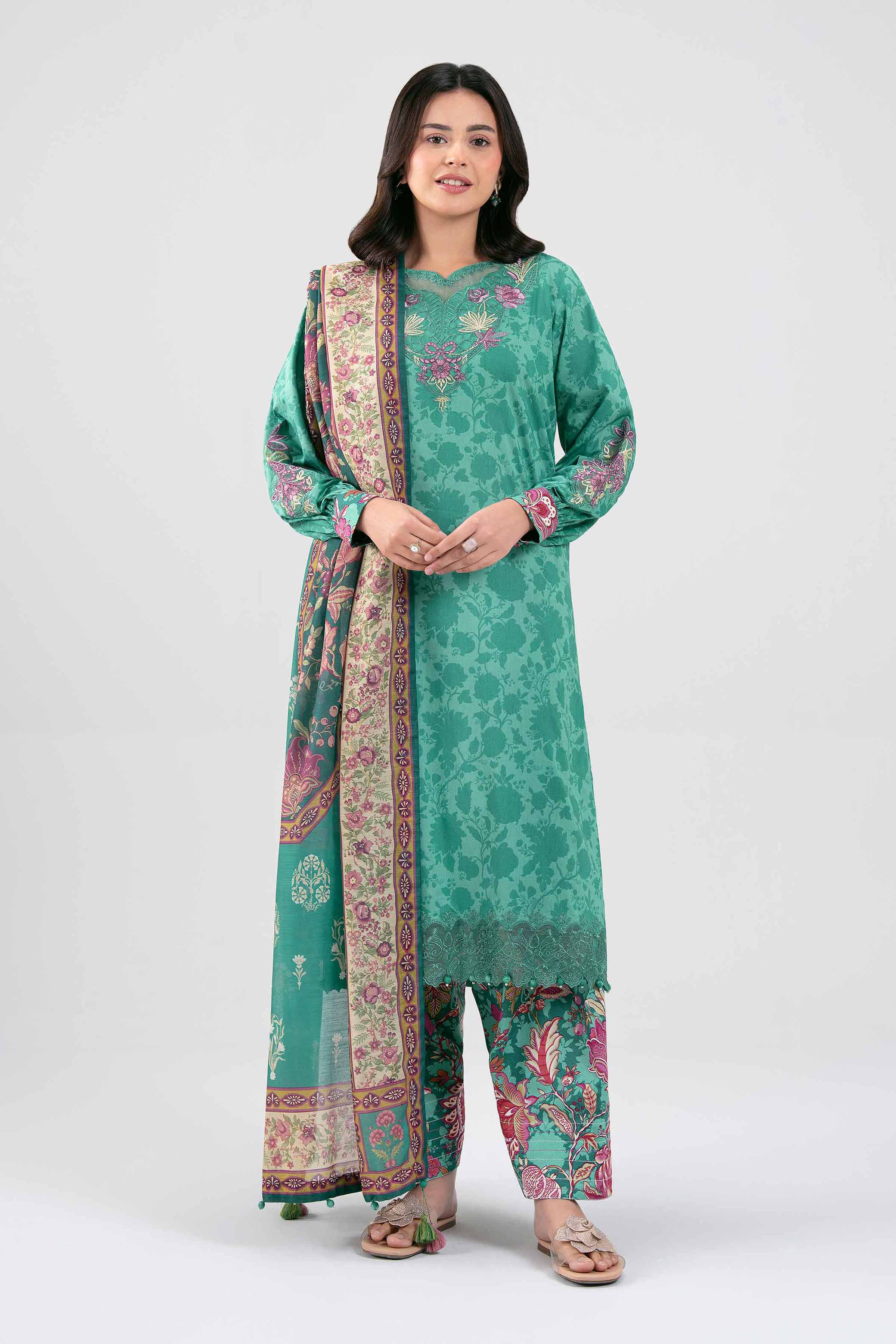 3 Piece - Digital Printed Embroidered Suit - 42601355