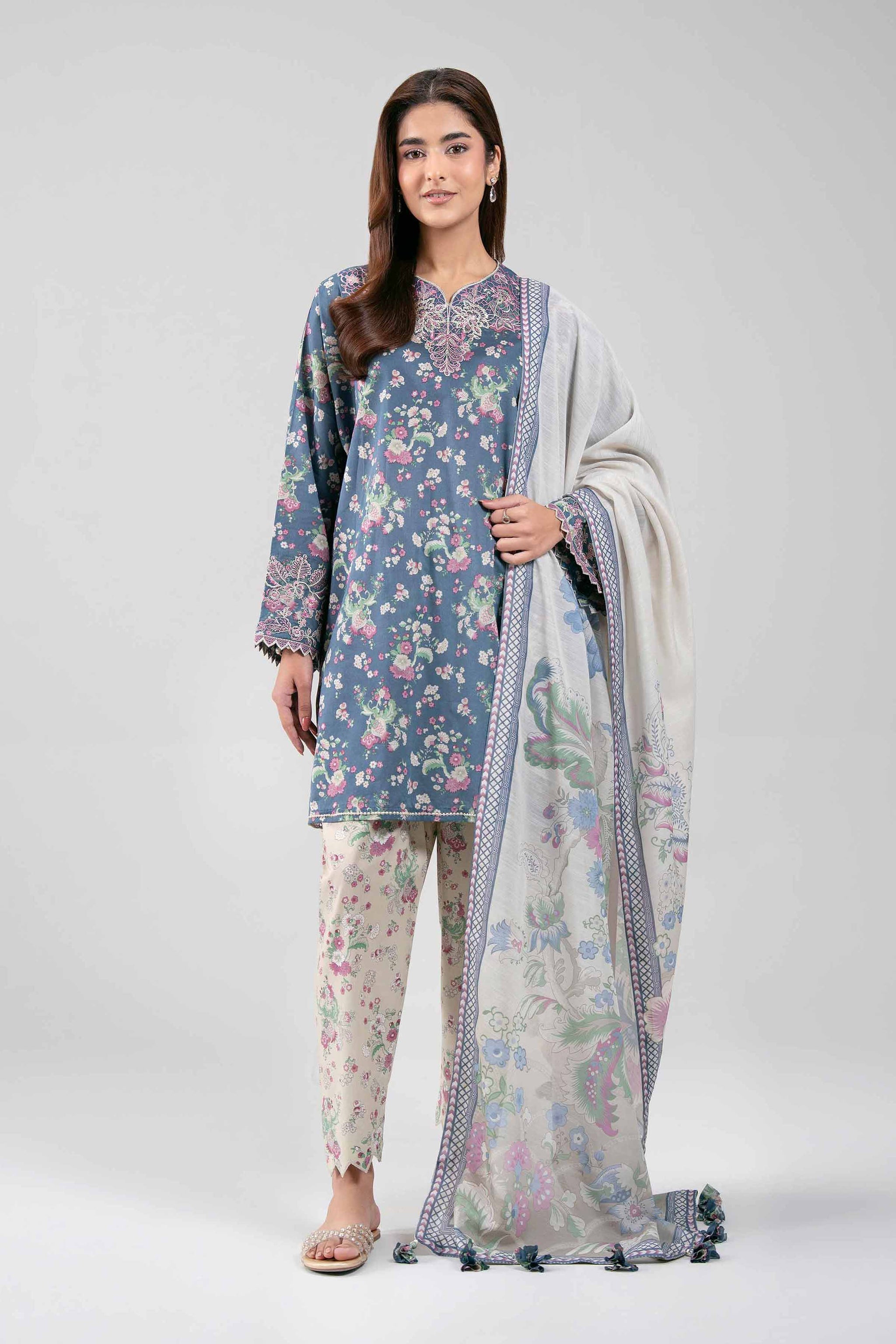 3 Piece - Digital Printed Embroidered Suit - 42601356