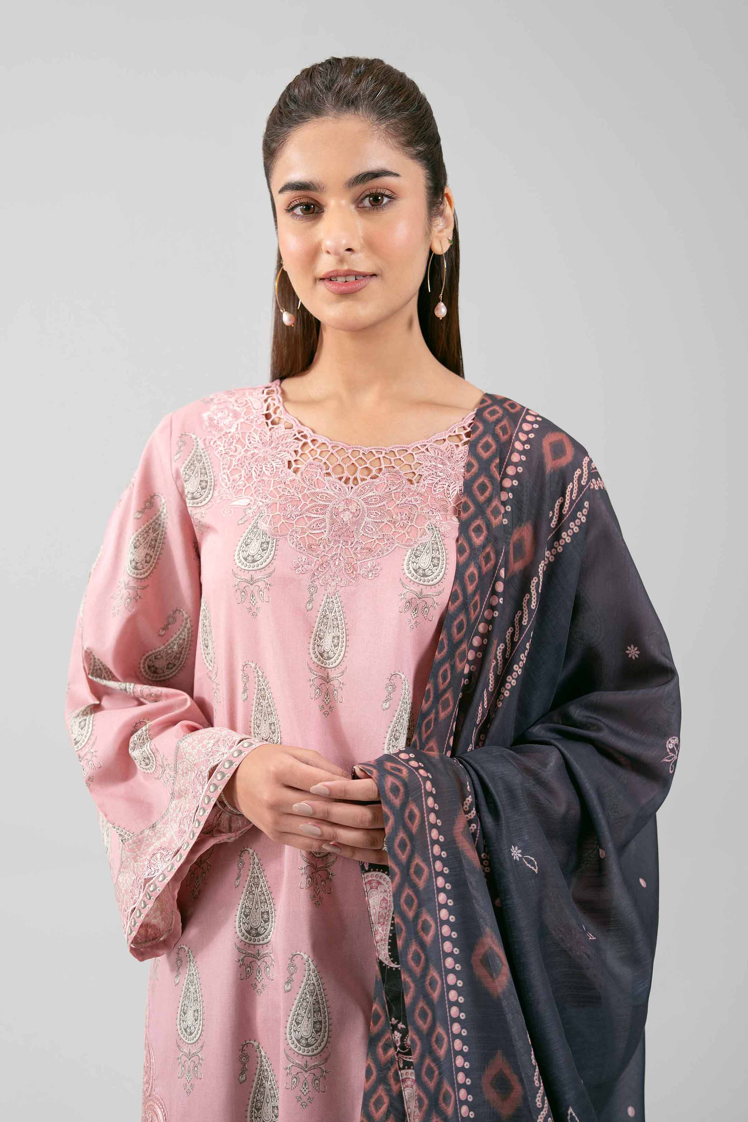 3 Piece - Digital Printed Embroidered Suit - 42601363