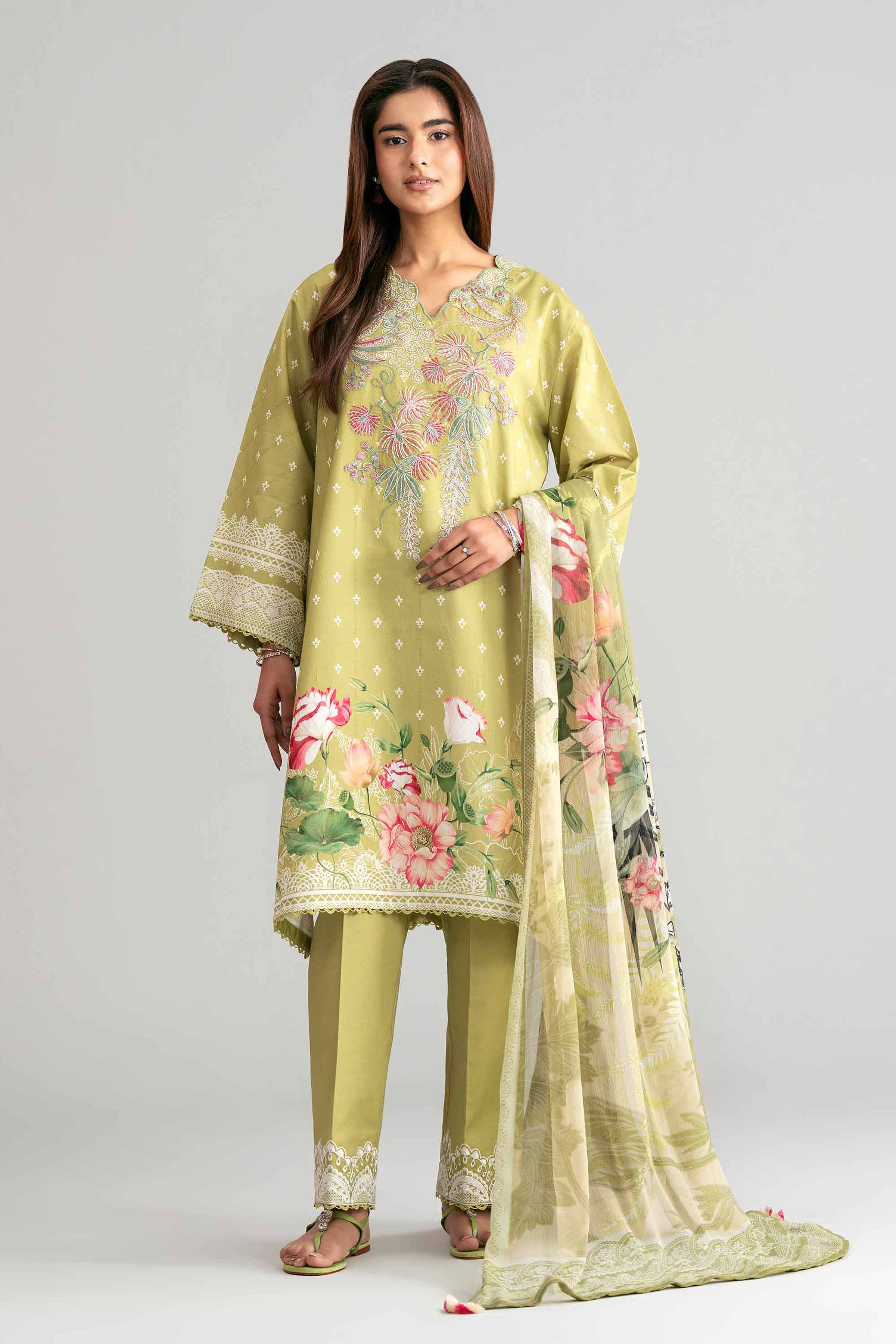 3 Piece - Digital Printed Embroidered Suit - 42601562 for Women - Unstitched Collection | Nishat | Shop Online