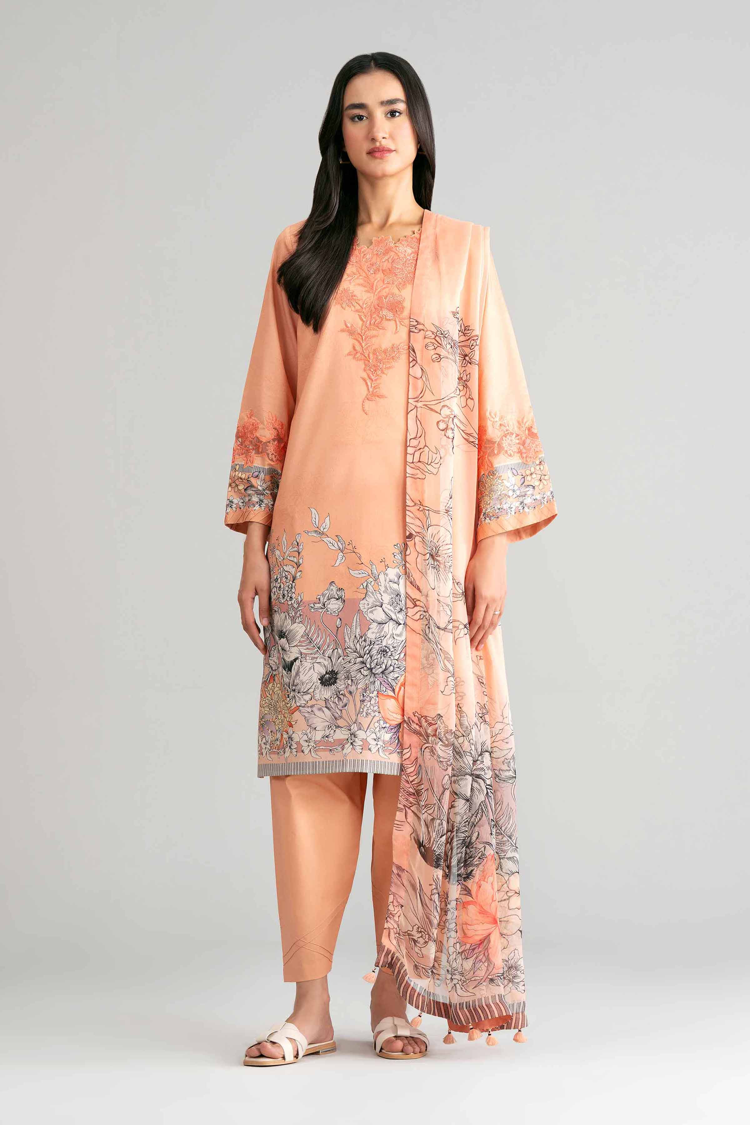 3 Piece - Digital Printed Embroidered Suit - 42601563 for Women - Unstitched Collection | Nishat | Shop Online