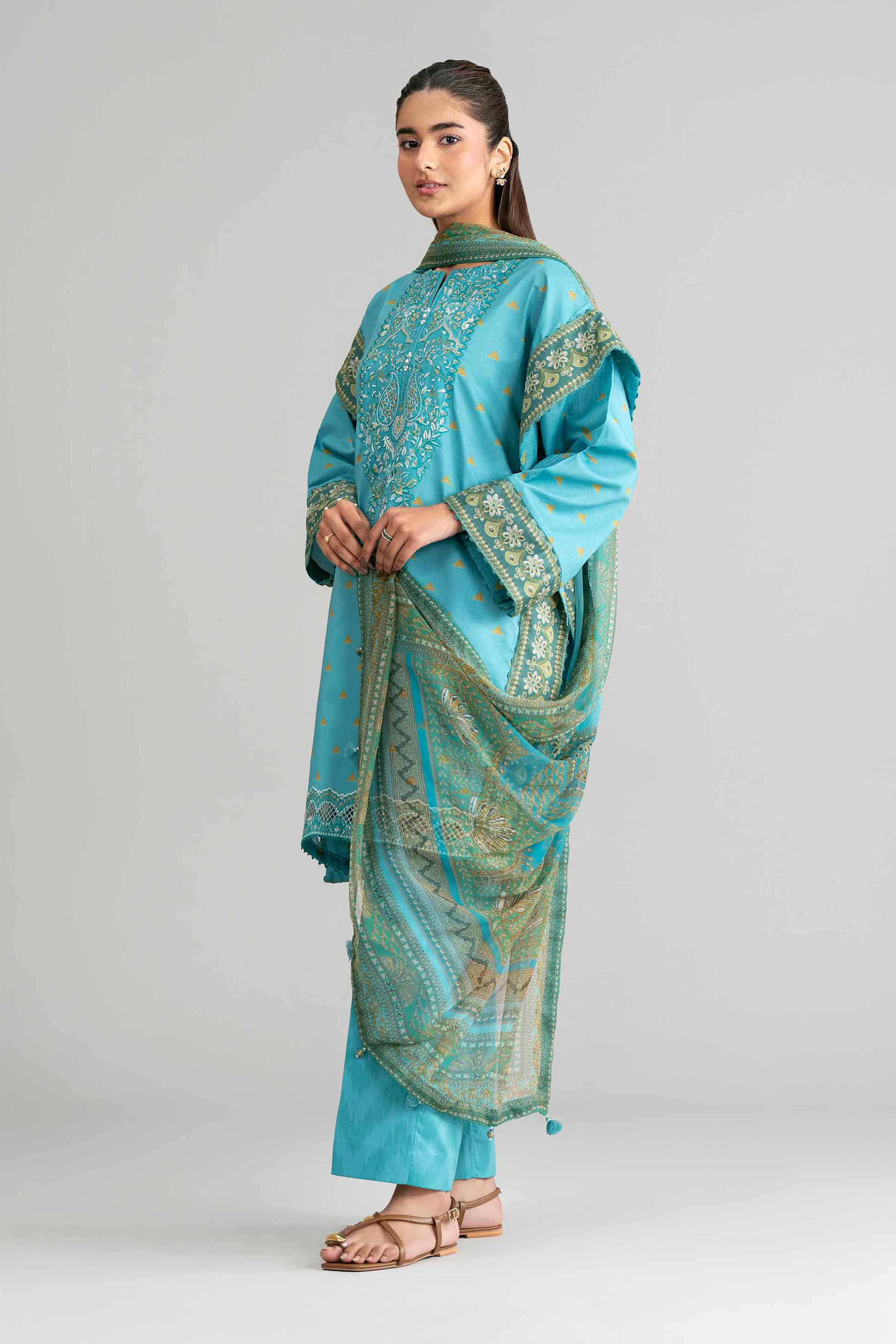 3 Piece - Digital Printed Embroidered Suit - 42601567 for Women - Unstitched Collection | Nishat | Shop Online