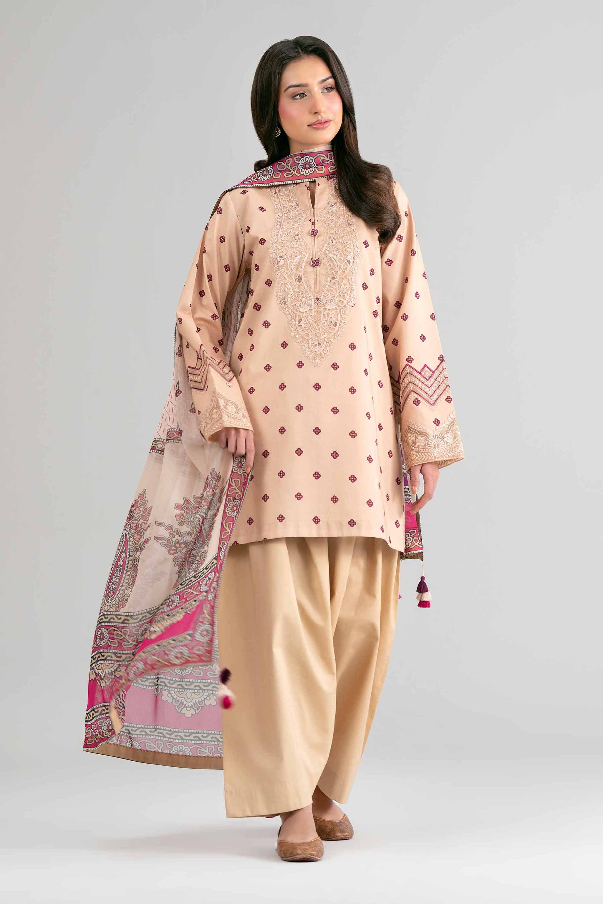 2 Piece - Digital Printed Embroidered Suit - 42601590