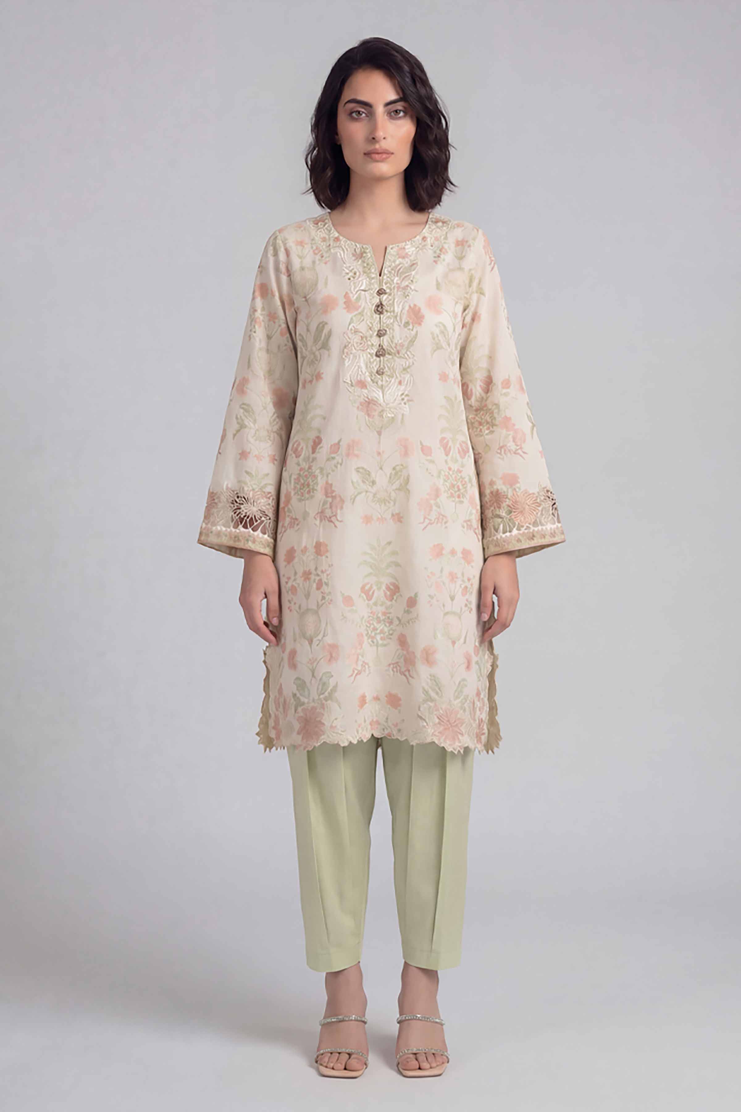 2 Piece - Printed Embroidered Suit - 42601654