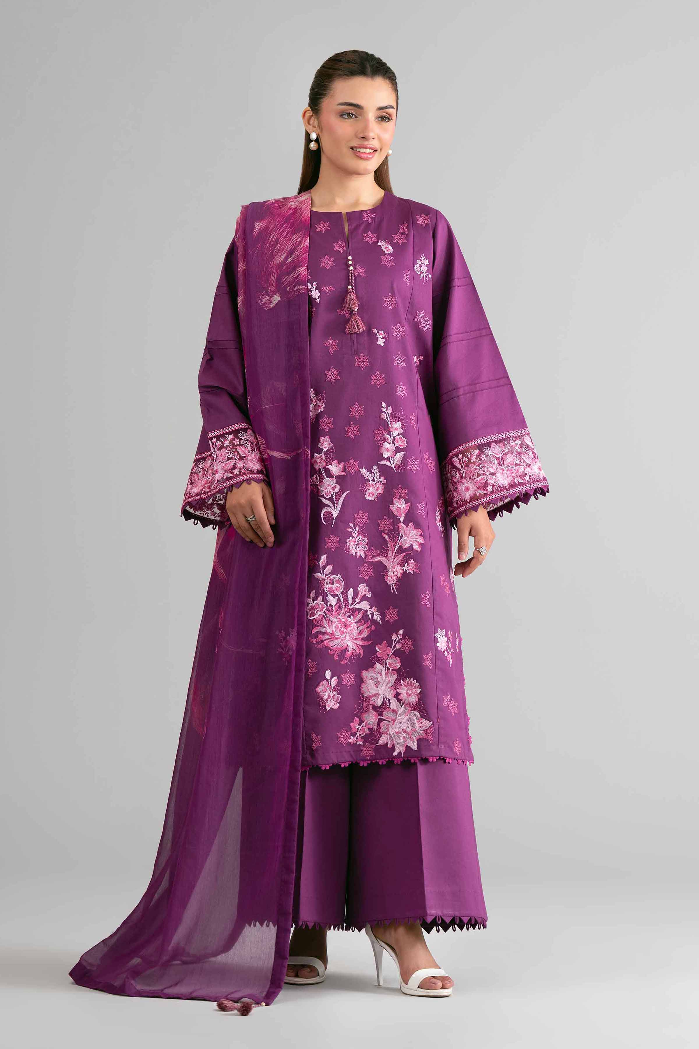 3 Piece - Digital Printed Embroidered Suit - 42601707