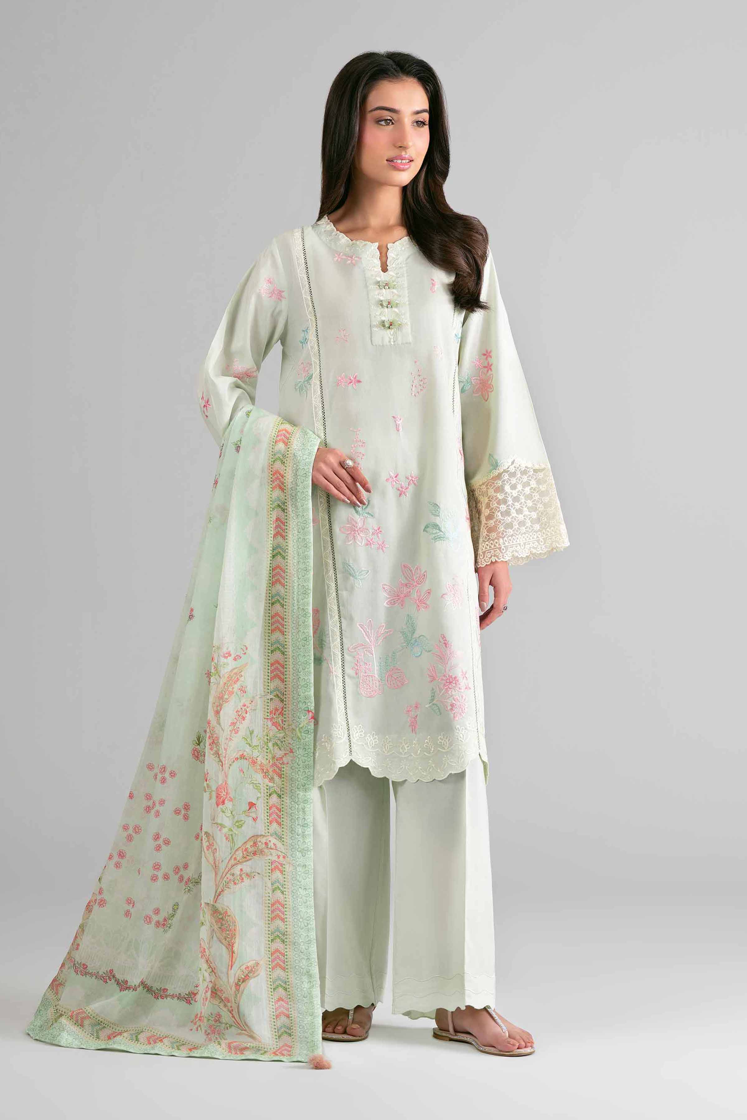 3 Piece - Digital Printed Embroidered Suit - 42601709