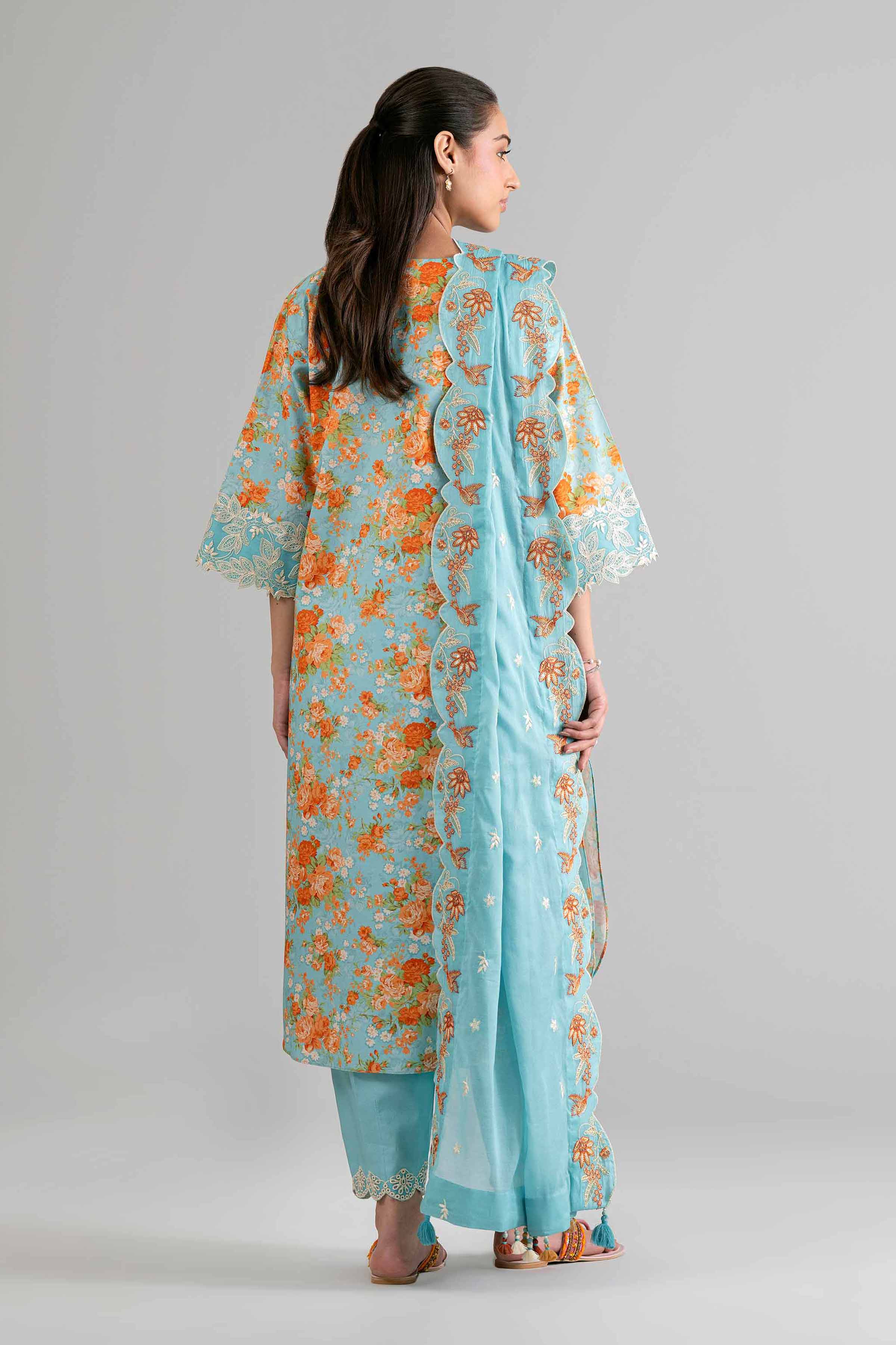 3 Piece - Printed Embroidered Suit - 42601719