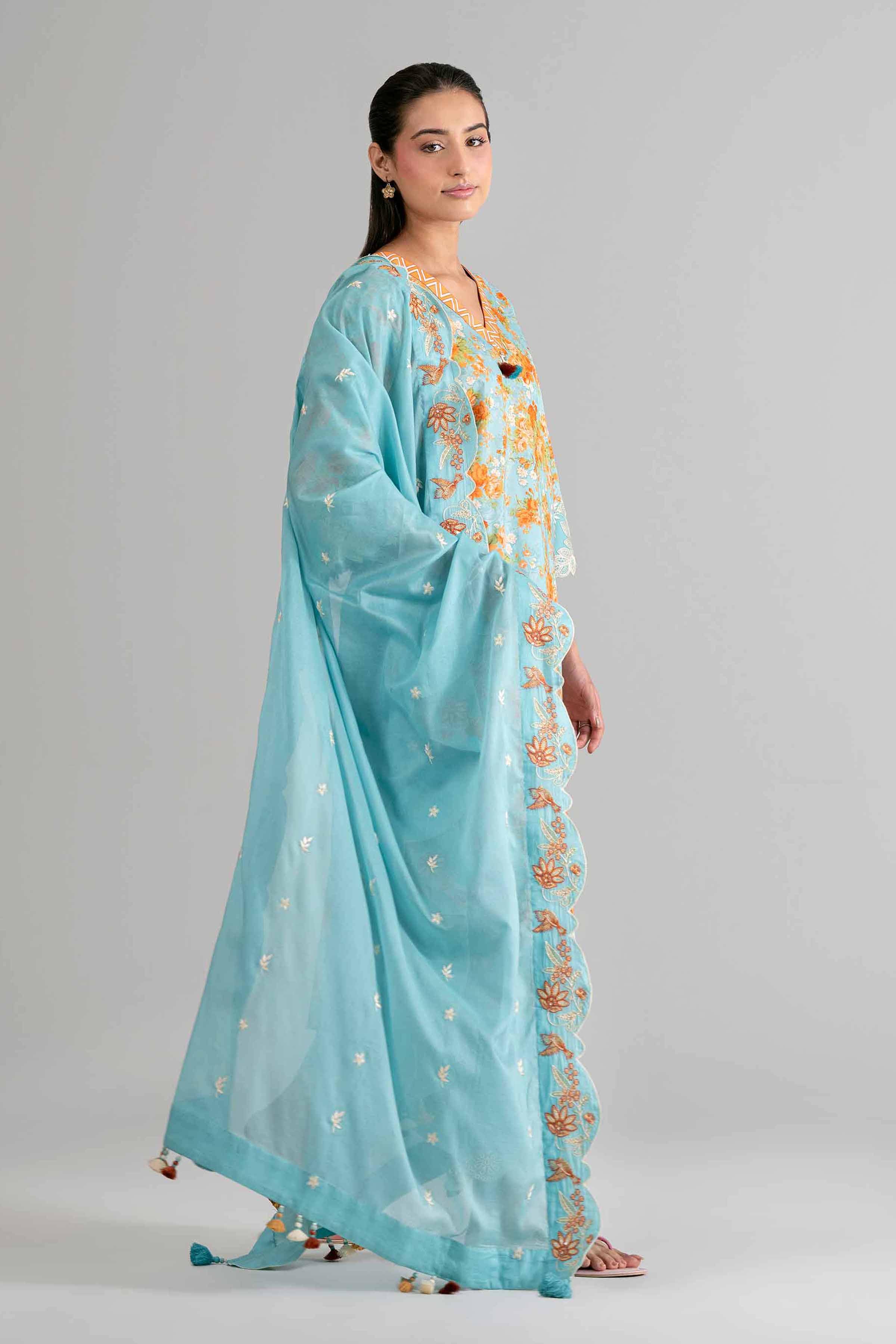 3 Piece - Printed Embroidered Suit - 42601719