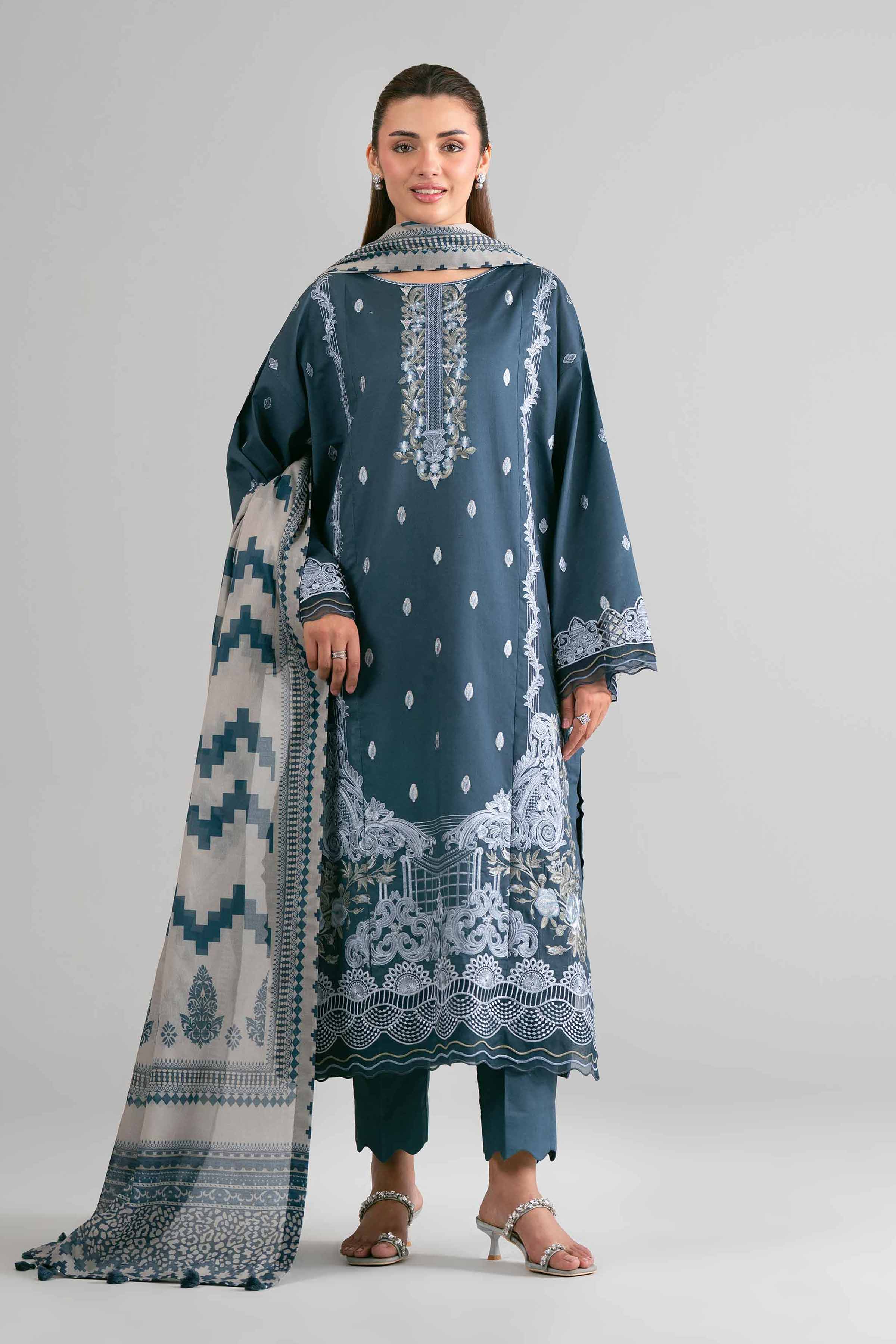 3 Piece - Digital Printed Embroidered Suit - 42601731