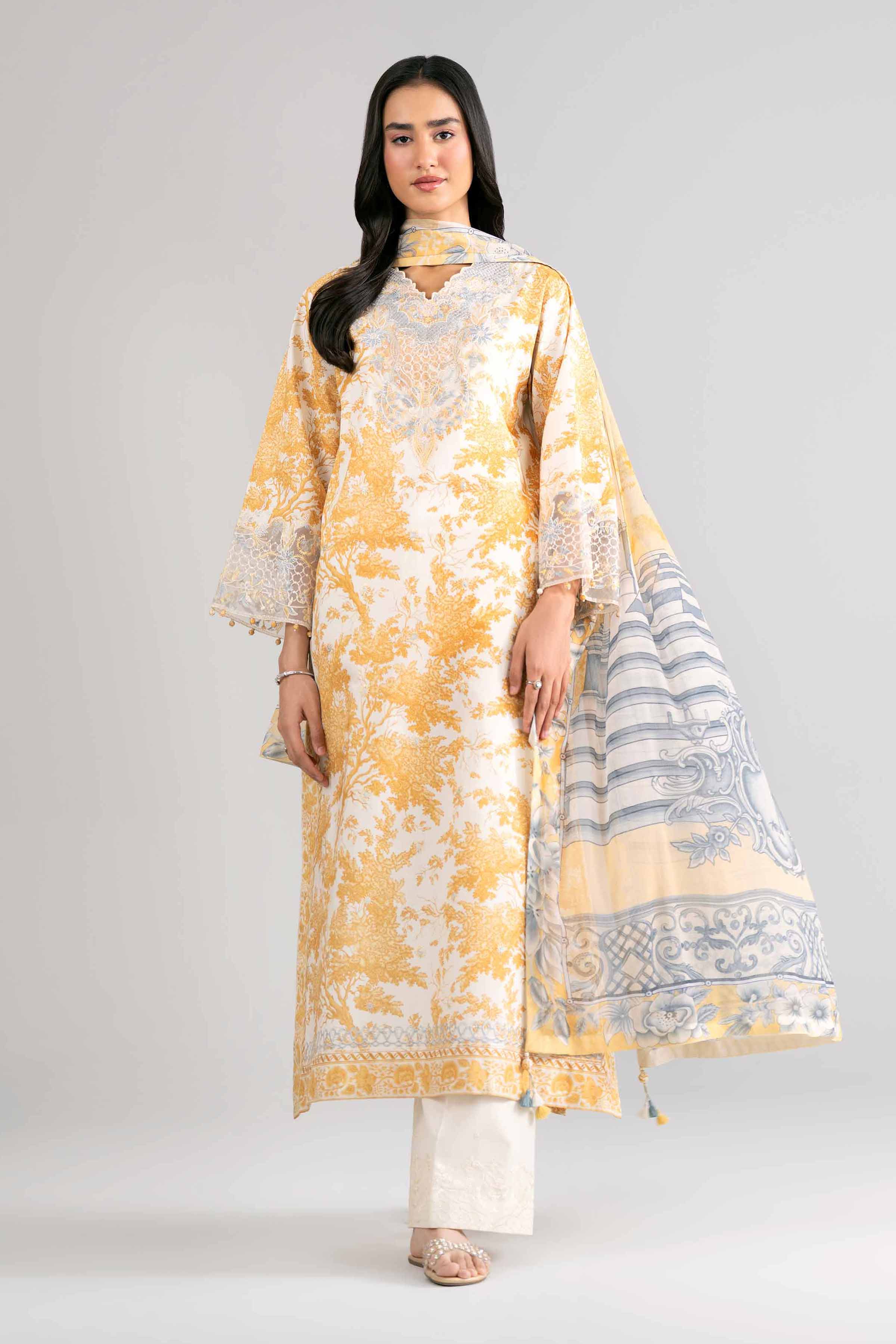 3 Piece - Digital Printed Embroidered Suit - 42601740