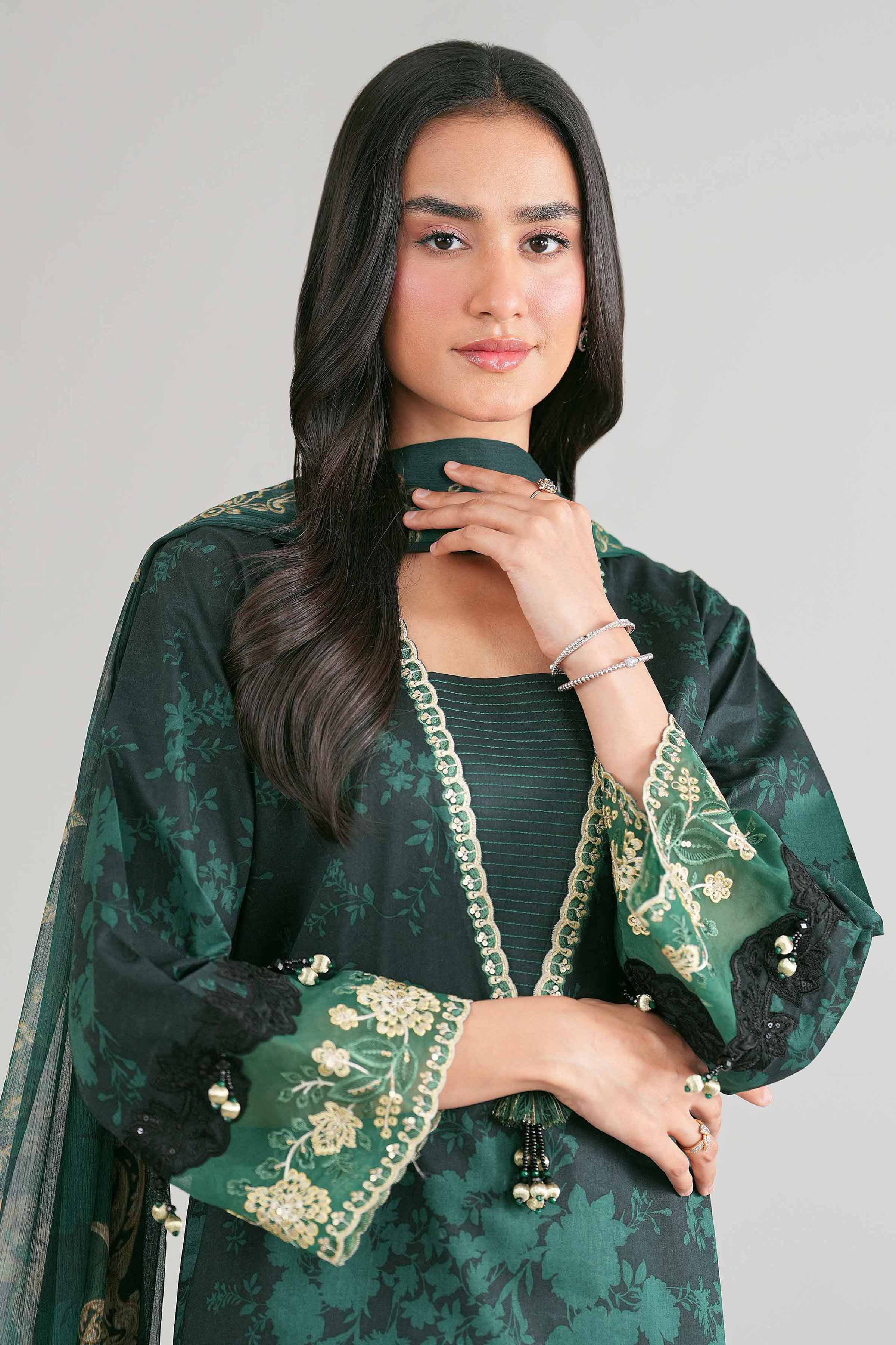 3 Piece - Digital Printed Embroidered Suit - 42601747