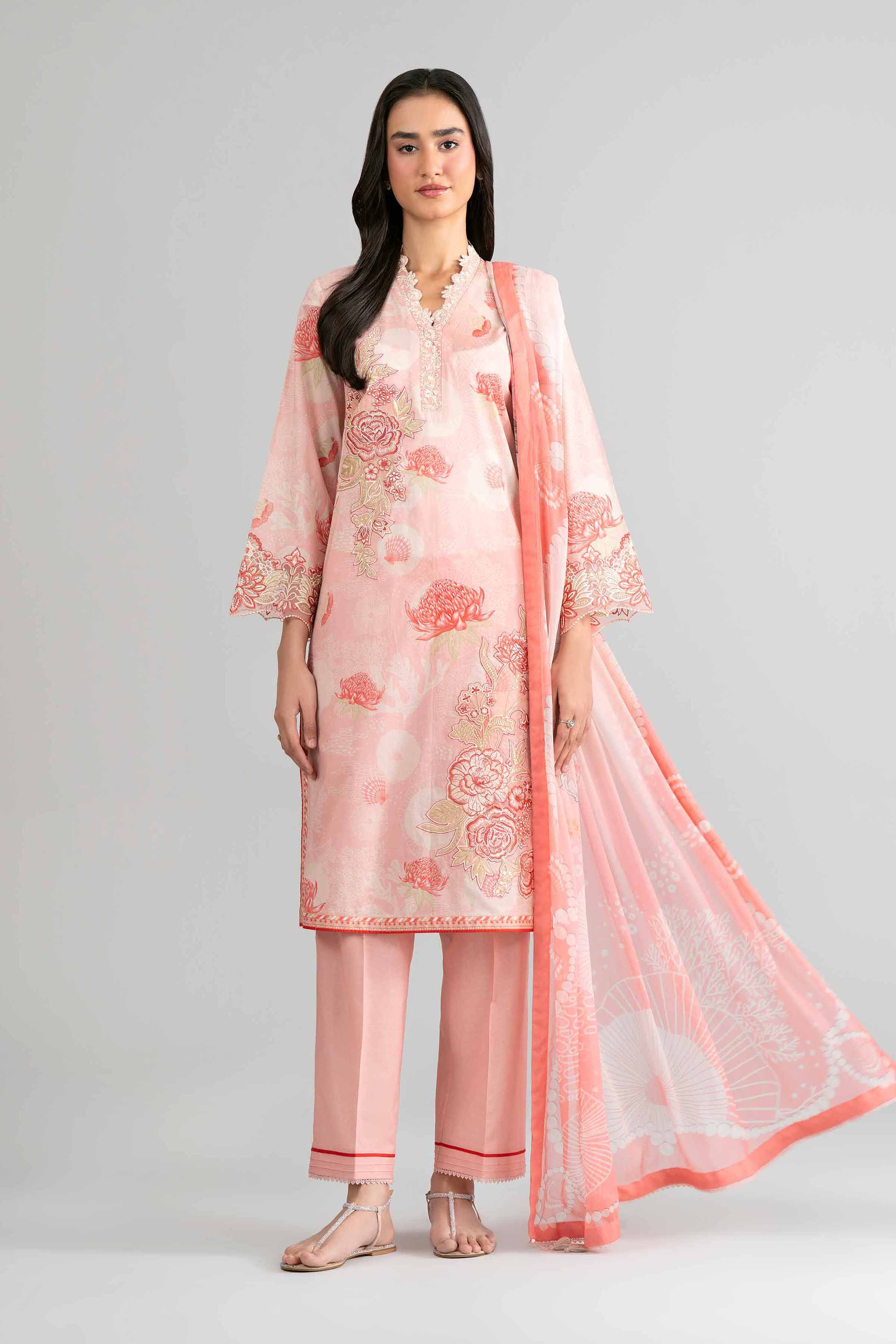 3 Piece - Digital Printed Embroidered Suit - 42601756