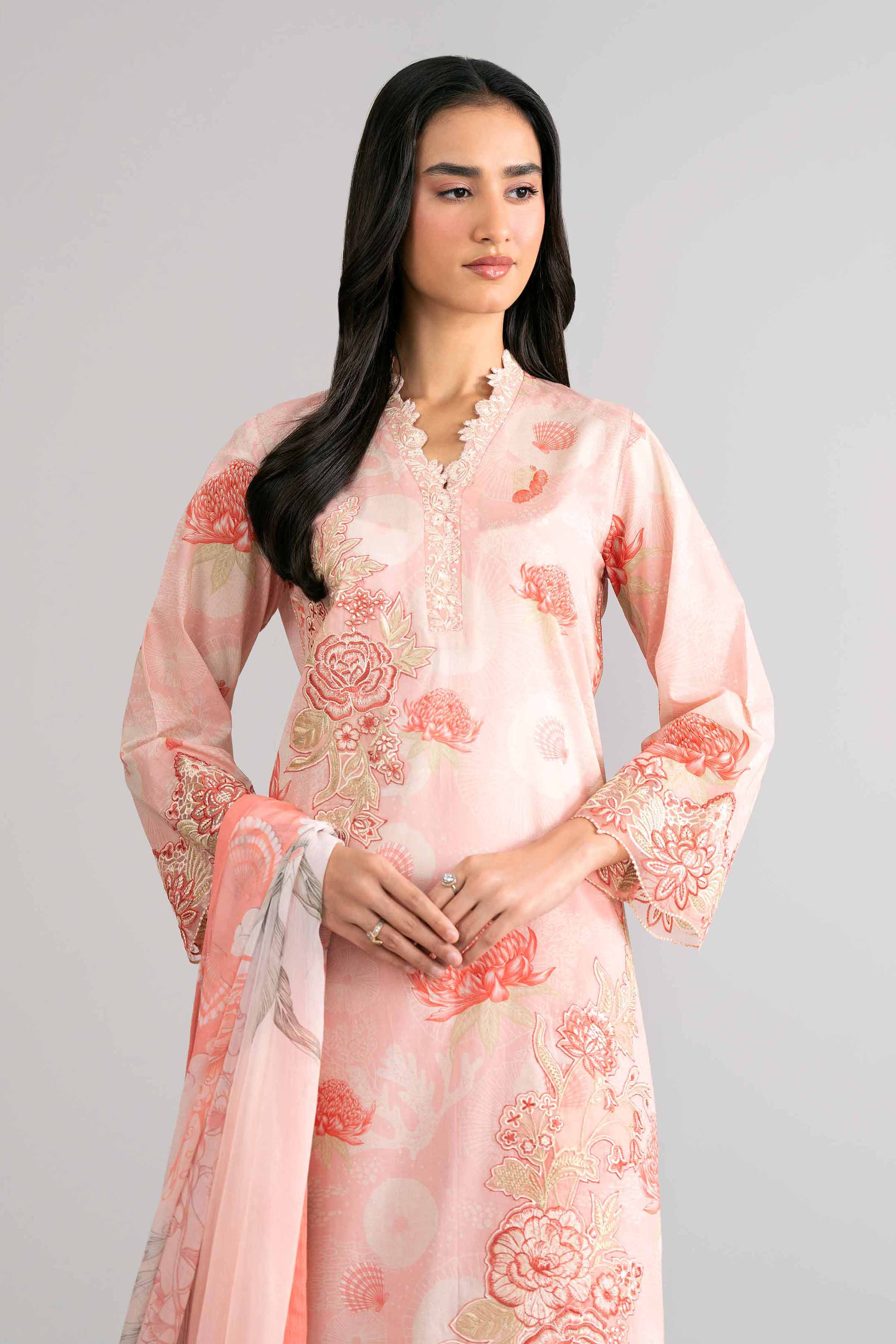 3 Piece - Digital Printed Embroidered Suit - 42601756