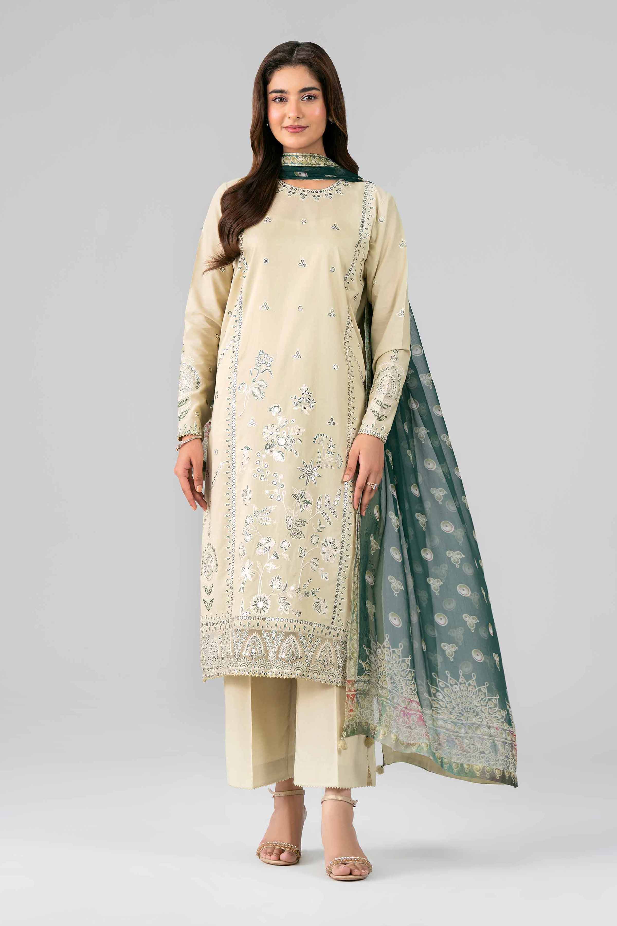 3 Piece - Digital Printed Embroidered Suit - 42601773