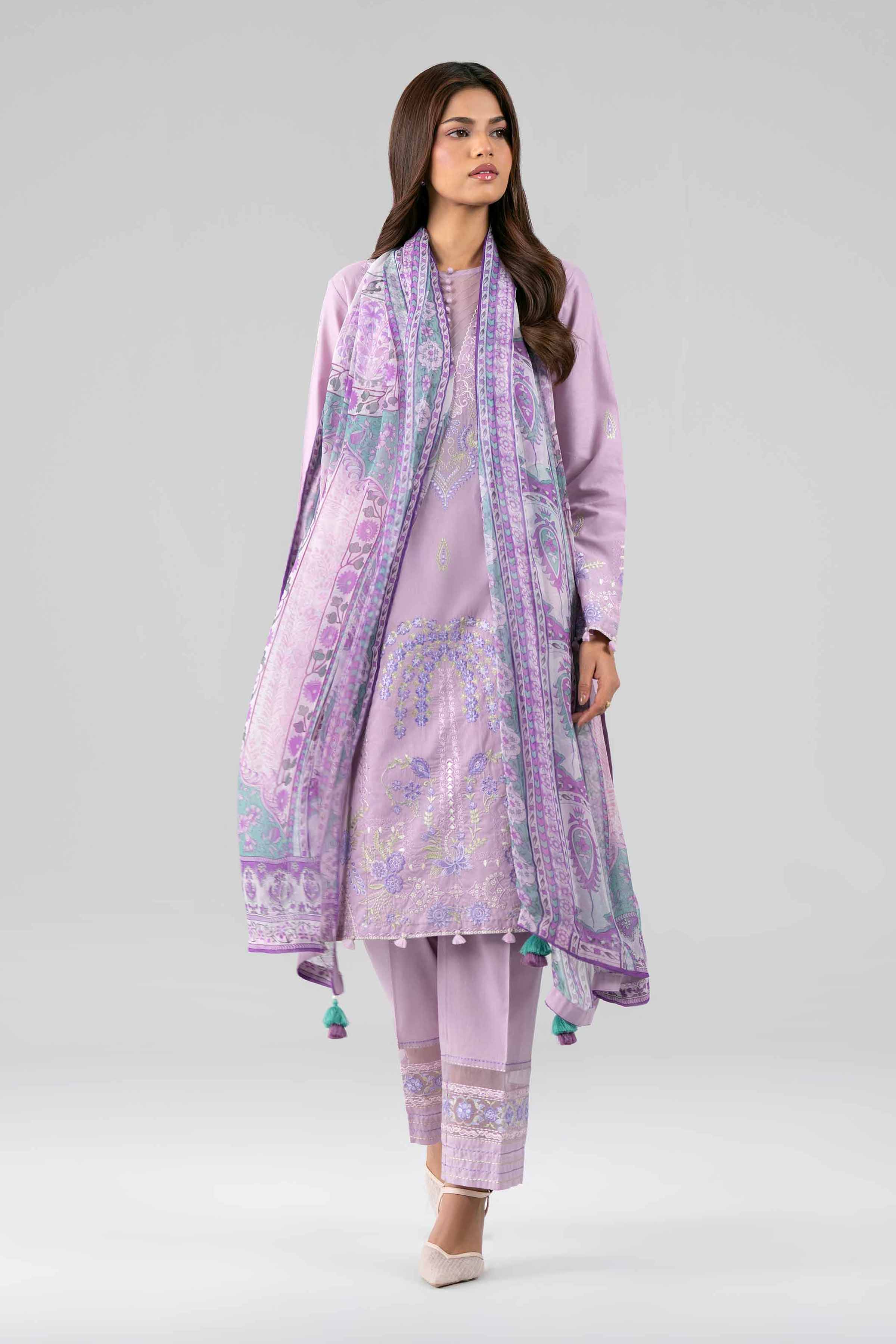 3 Piece - Digital Printed Embroidered Suit - 42601775