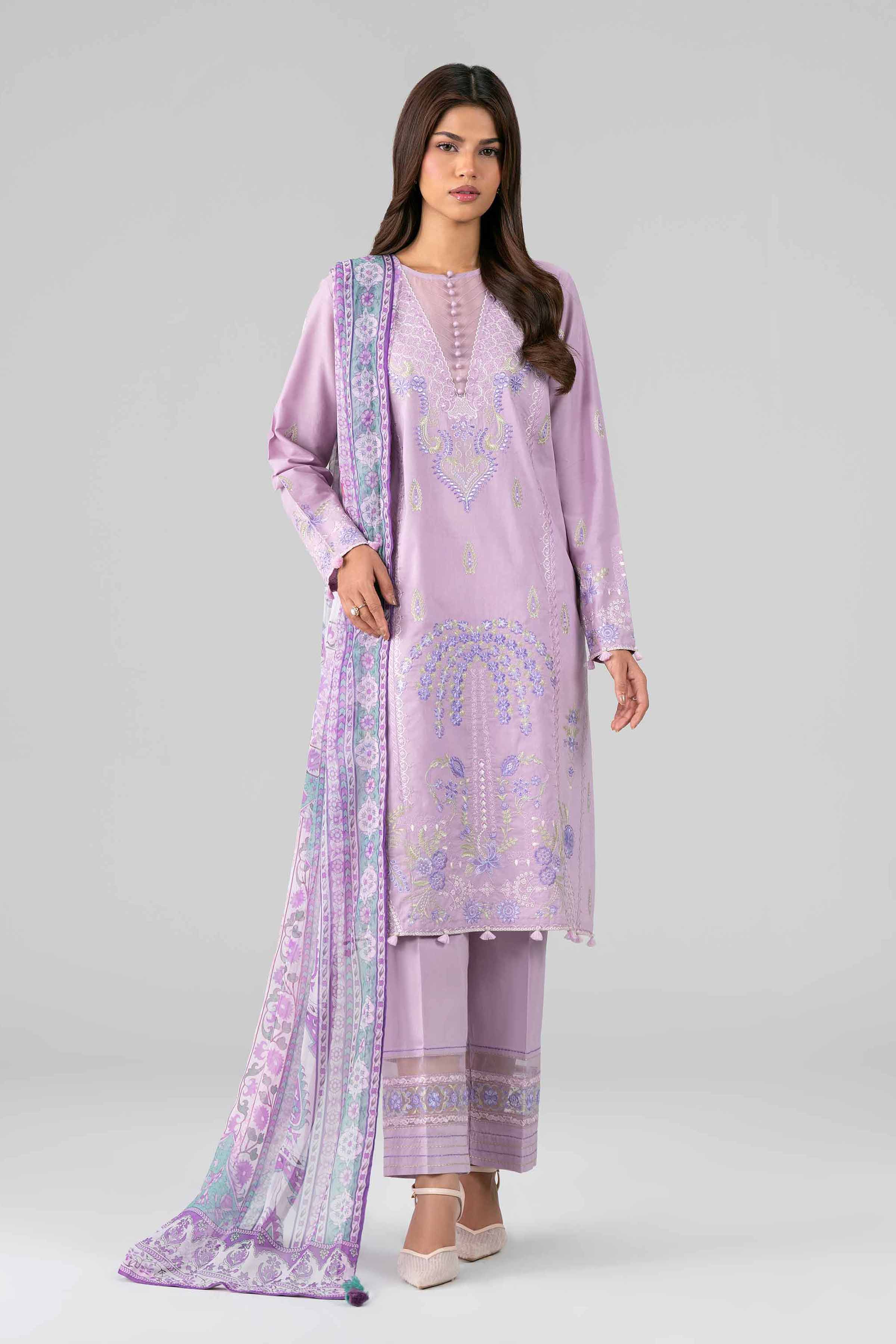 3 Piece - Digital Printed Embroidered Suit - 42601775