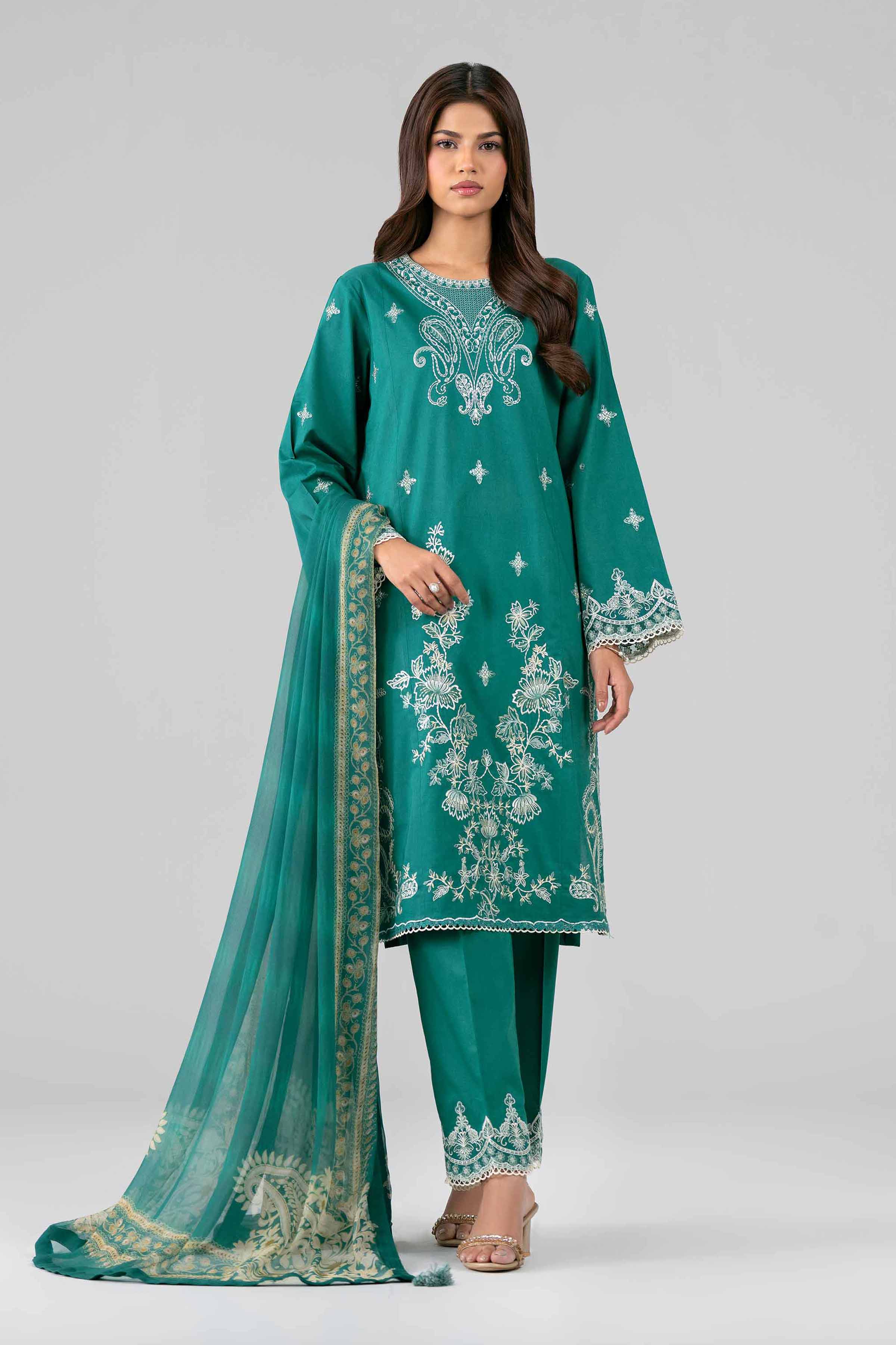 3 Piece - Digital Printed Embroidered Suit - 42601778