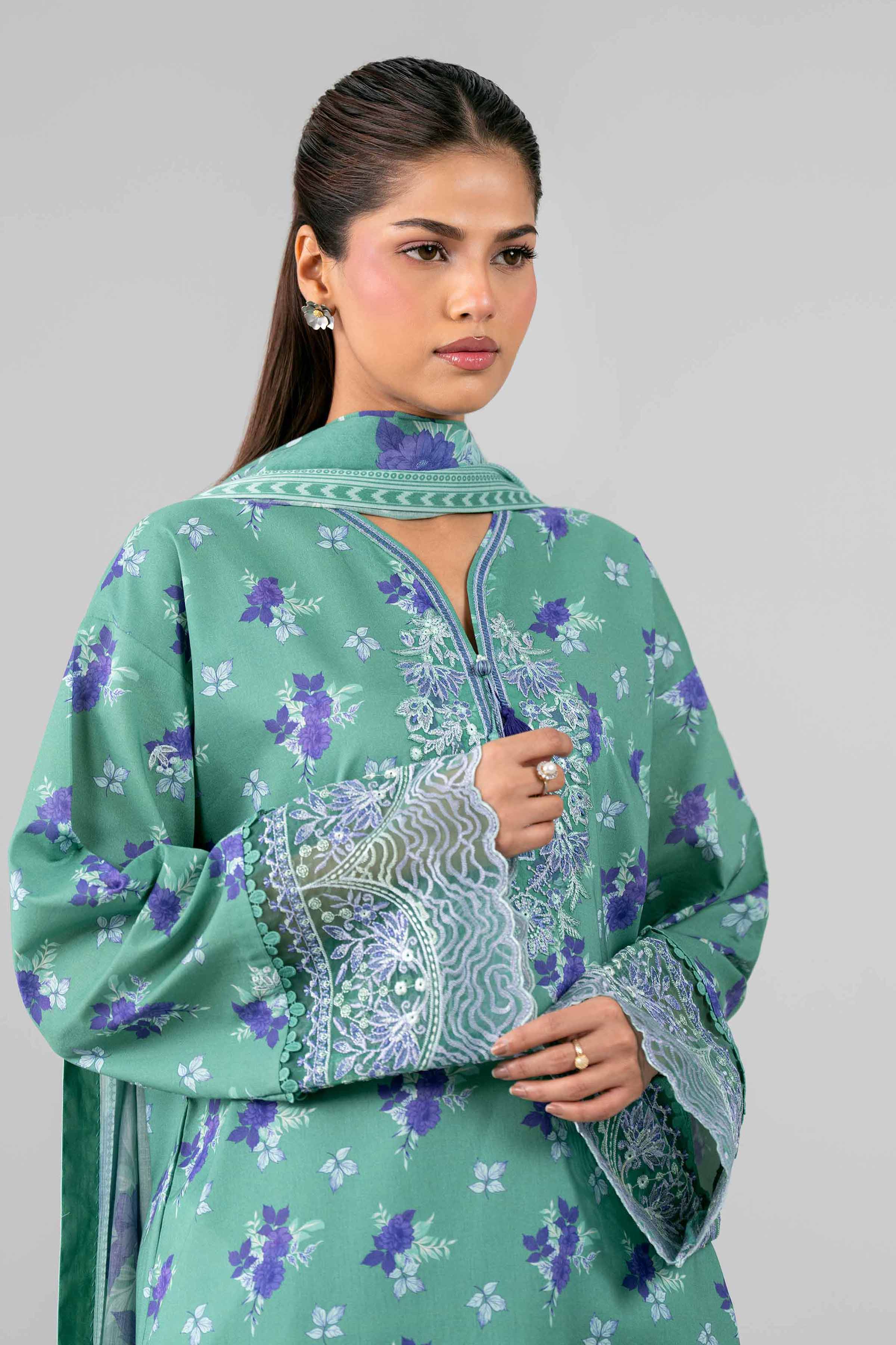 3 Piece - Printed Embroidered Suit - 42601784