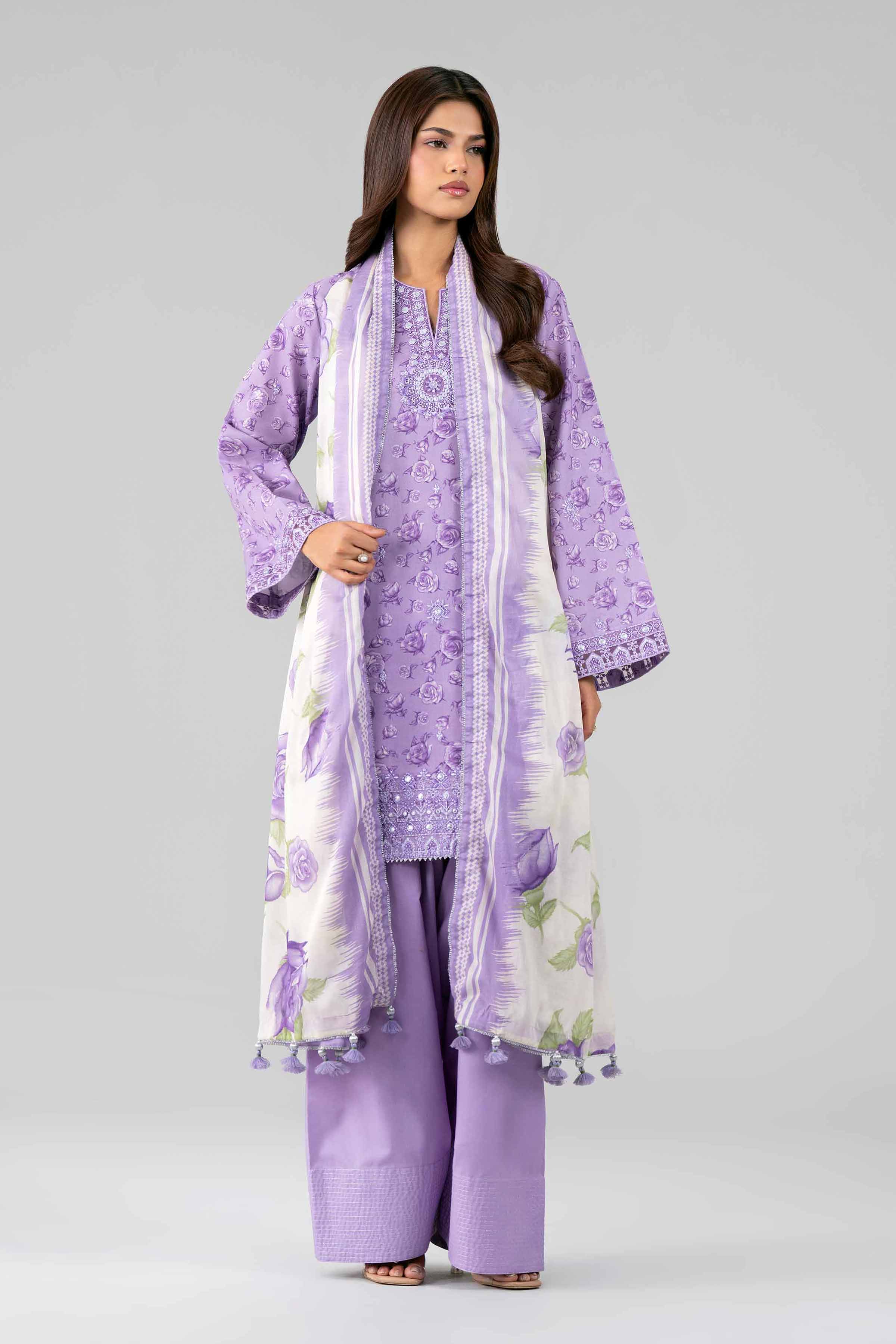 3 Piece - Printed Embroidered Suit - 42601787
