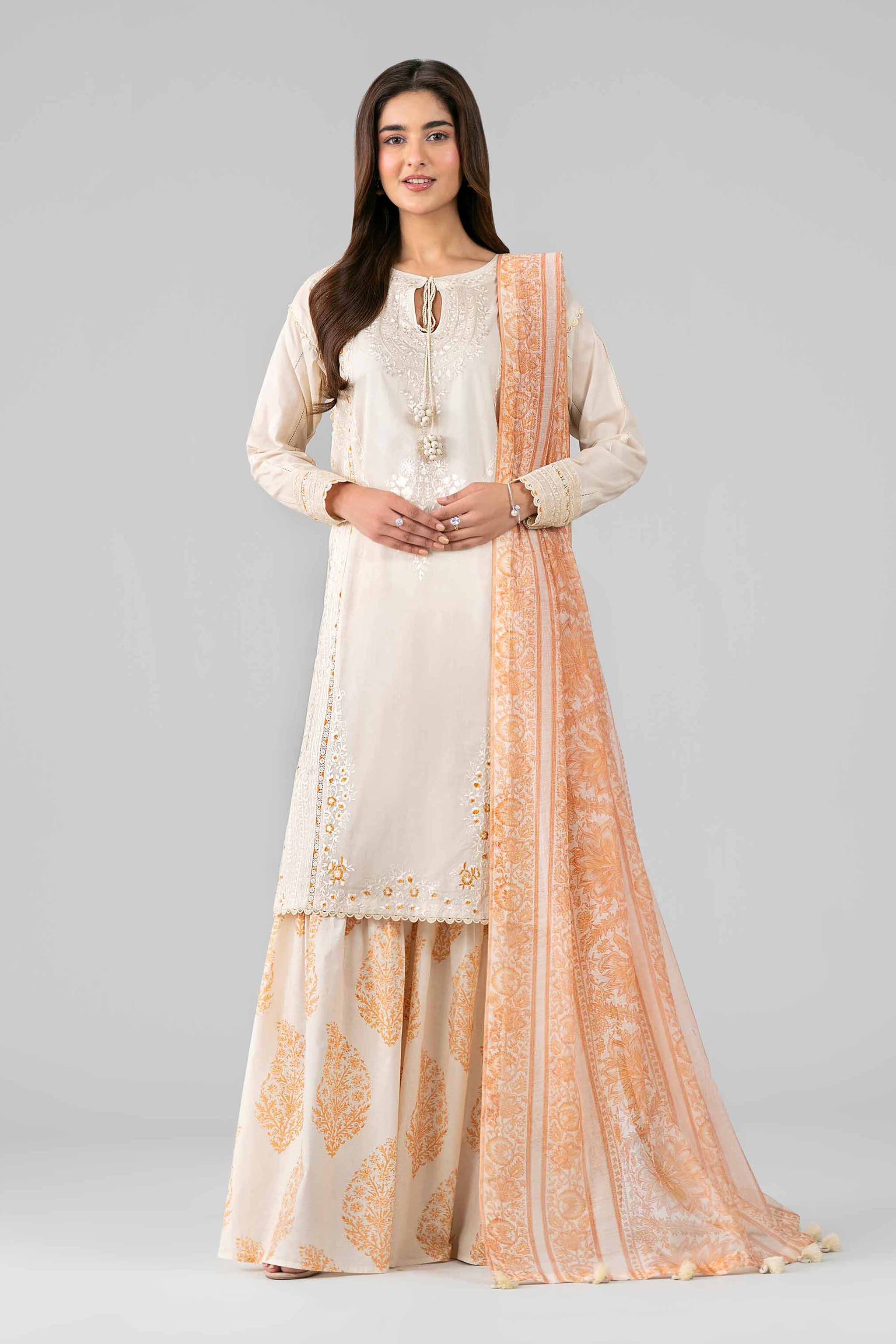 3 Piece - Printed Embroidered Suit - 42601789
