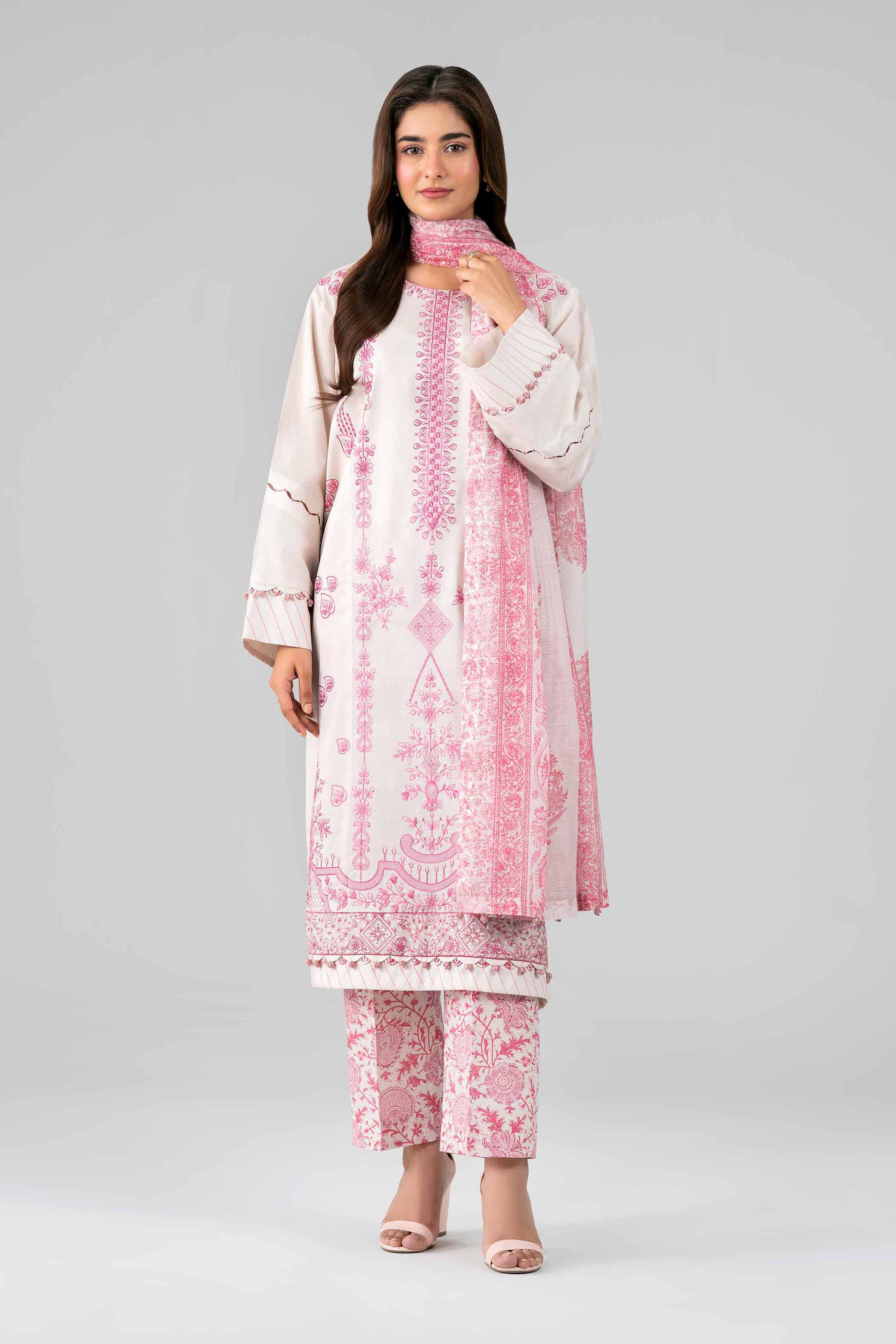 3 Piece - Printed Embroidered Suit - 42601792