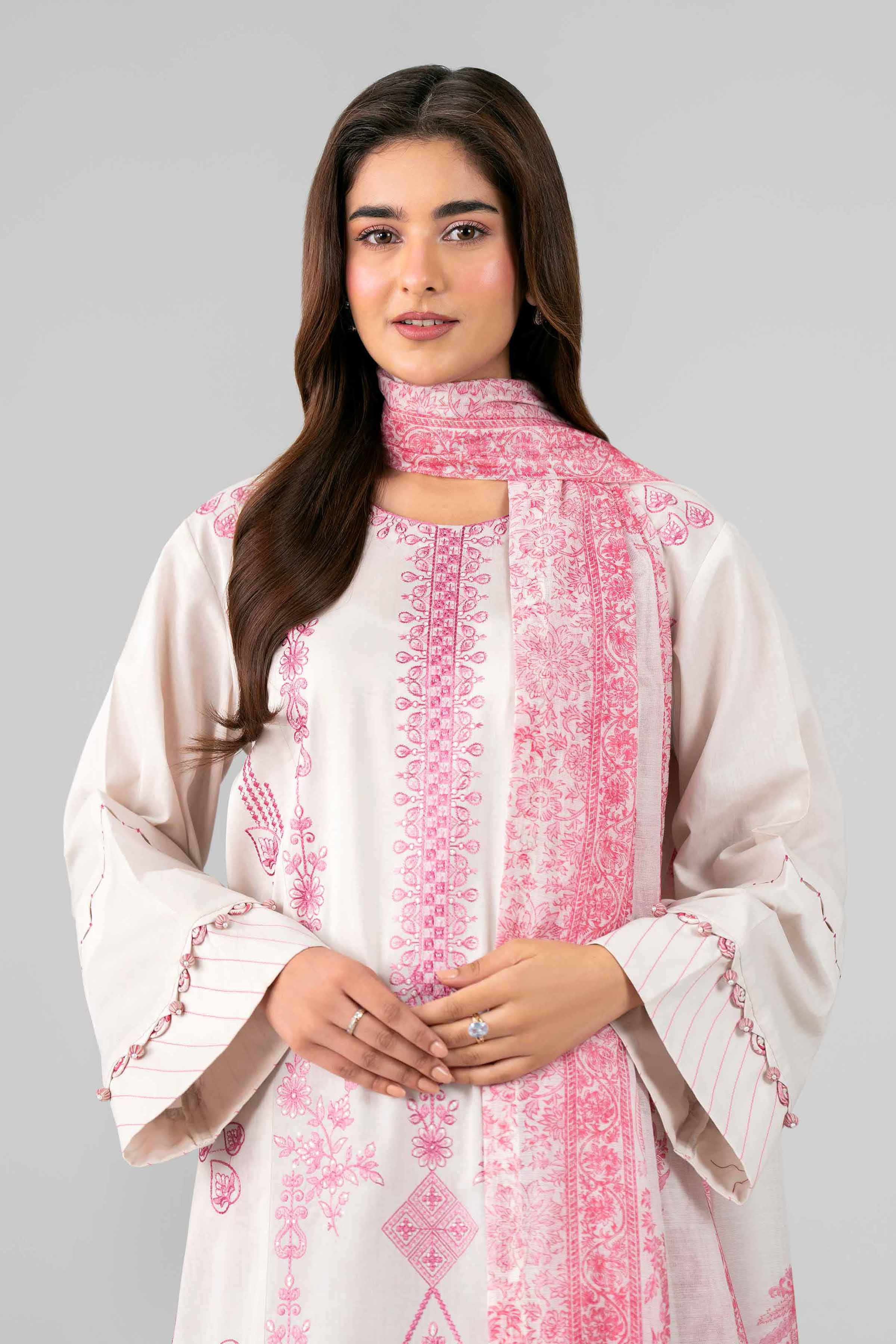 3 Piece - Printed Embroidered Suit - 42601792