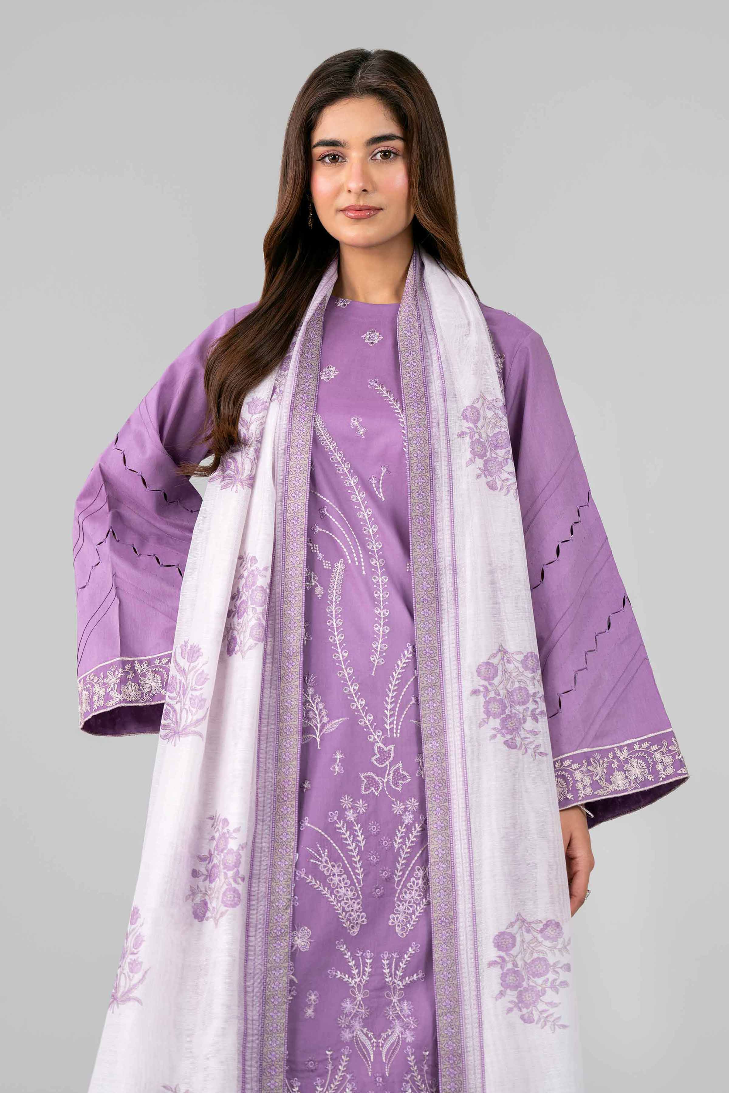 3 Piece - Printed Embroidered Suit - 42601793