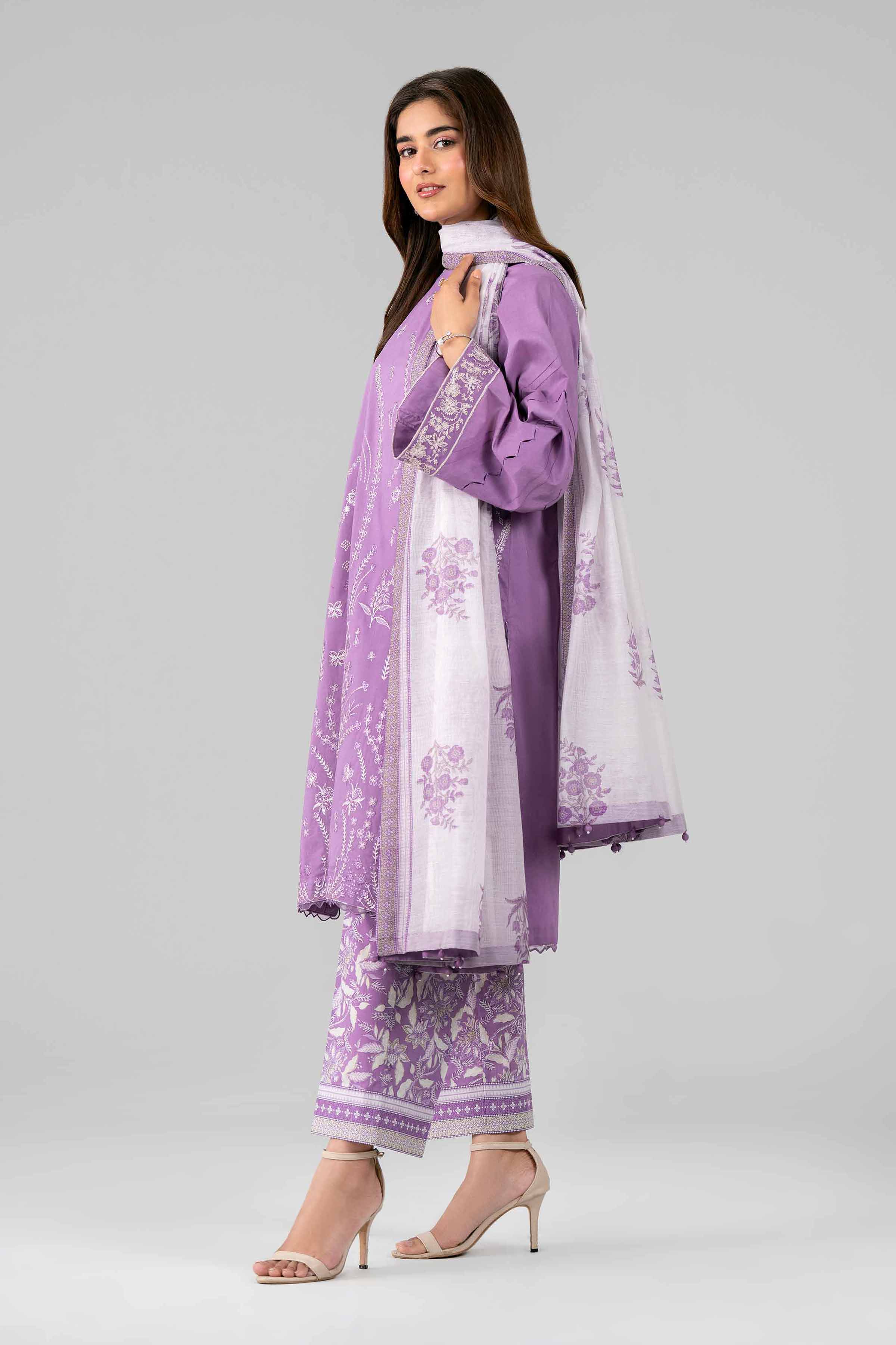 3 Piece - Printed Embroidered Suit - 42601793