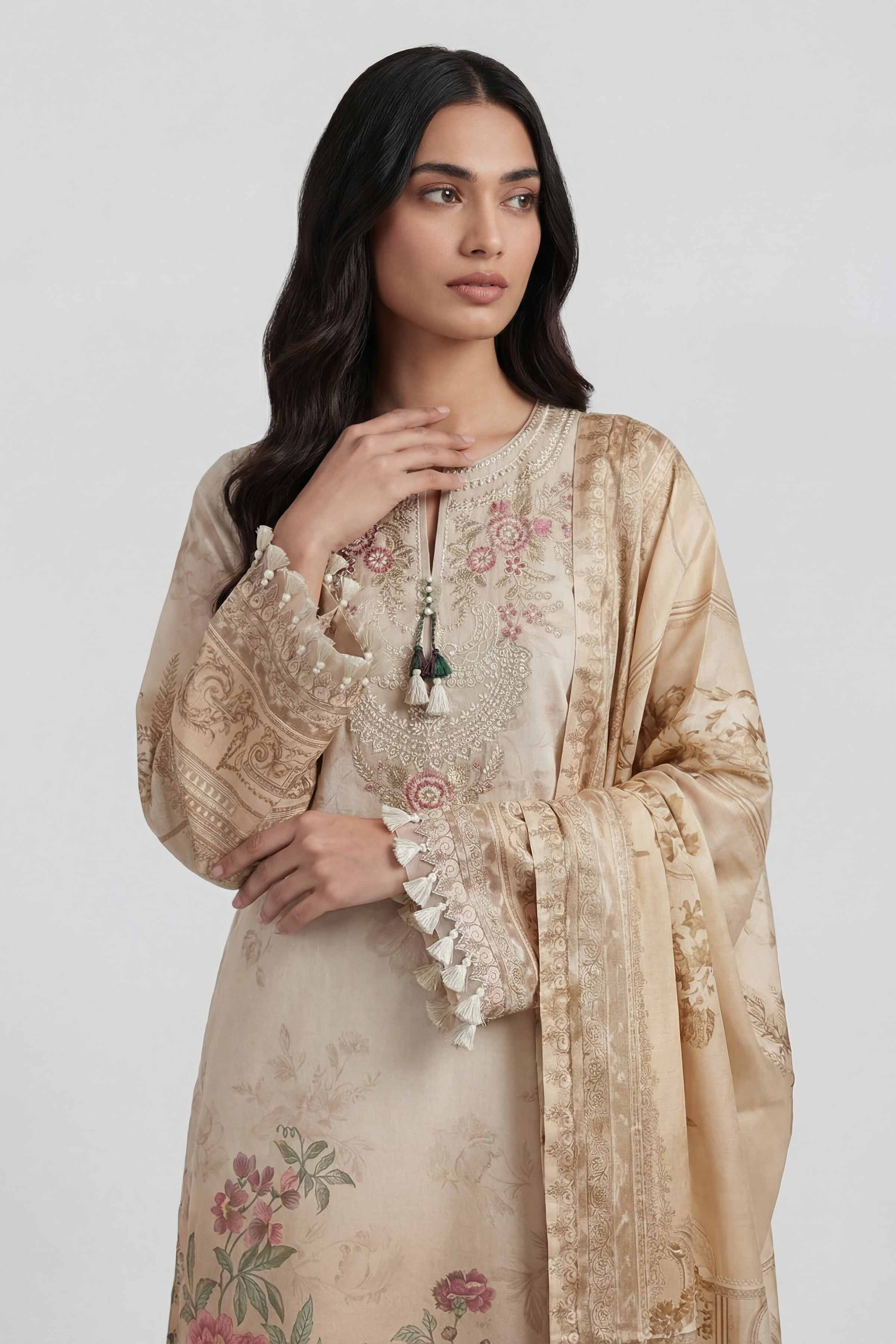 3 Piece - Digital Printed Embroidered Suit - 42601797