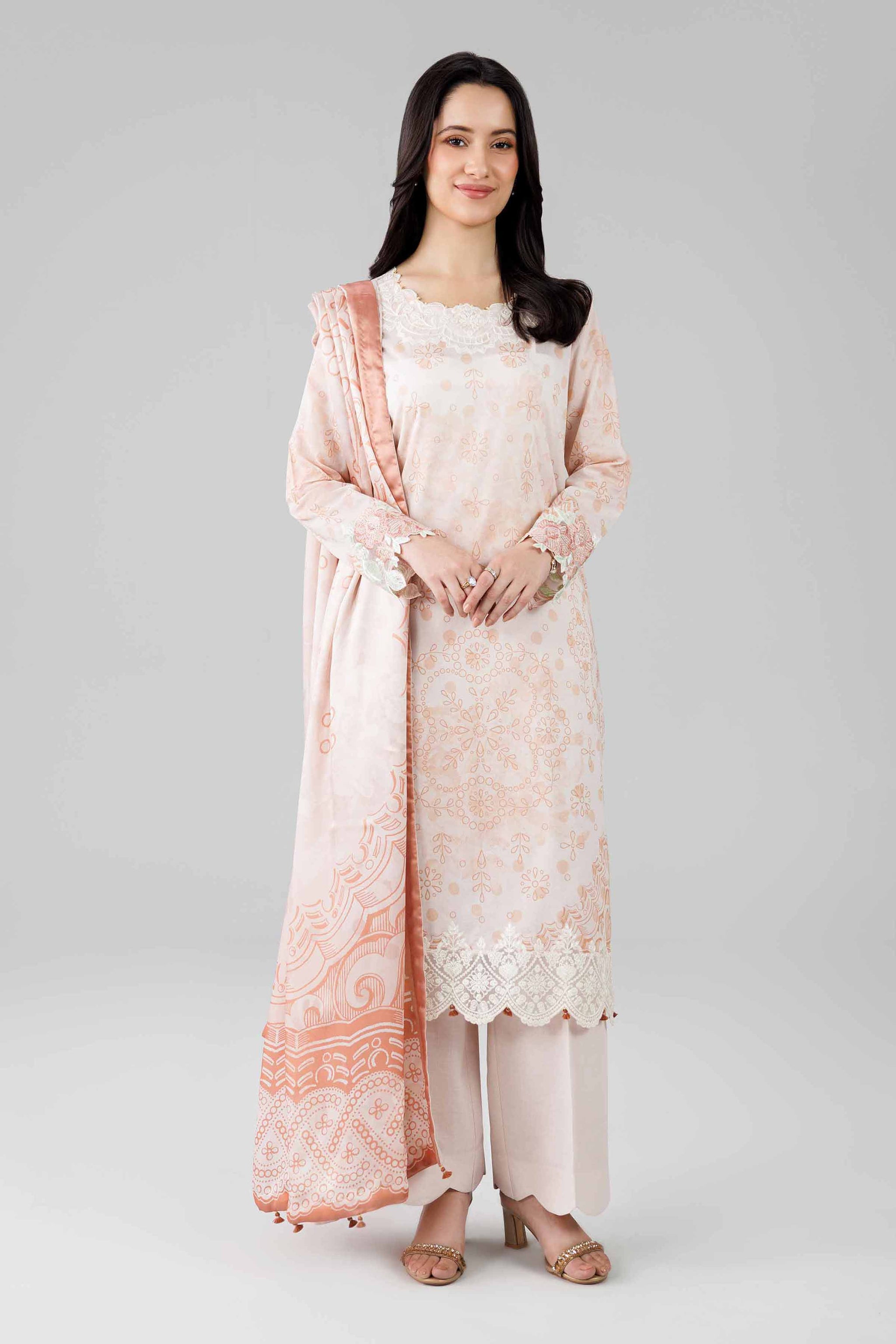 3 Piece - Digital Printed Embroidered Suit - 42601800