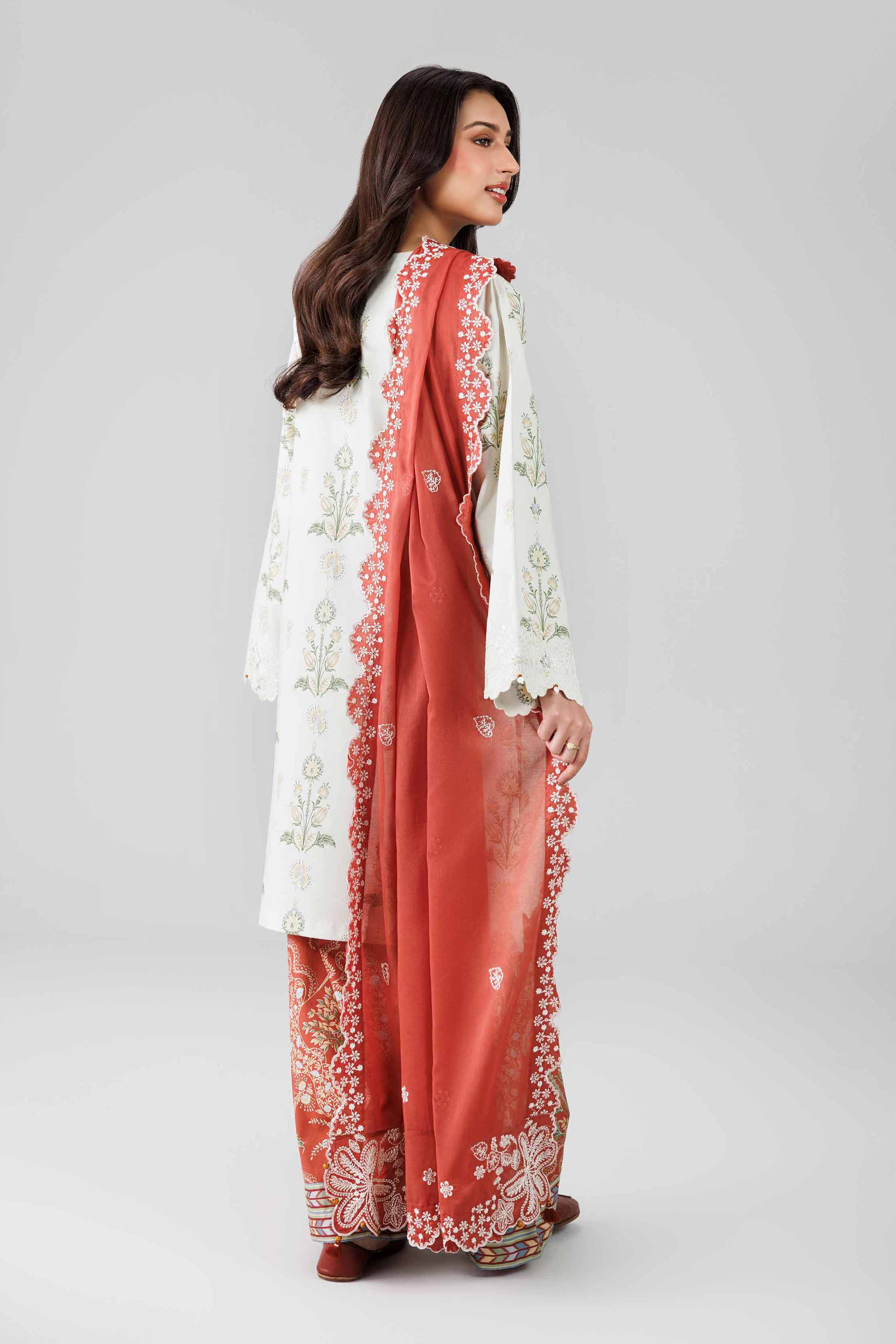 3 Piece - Printed Embroidered Suit - 42601804