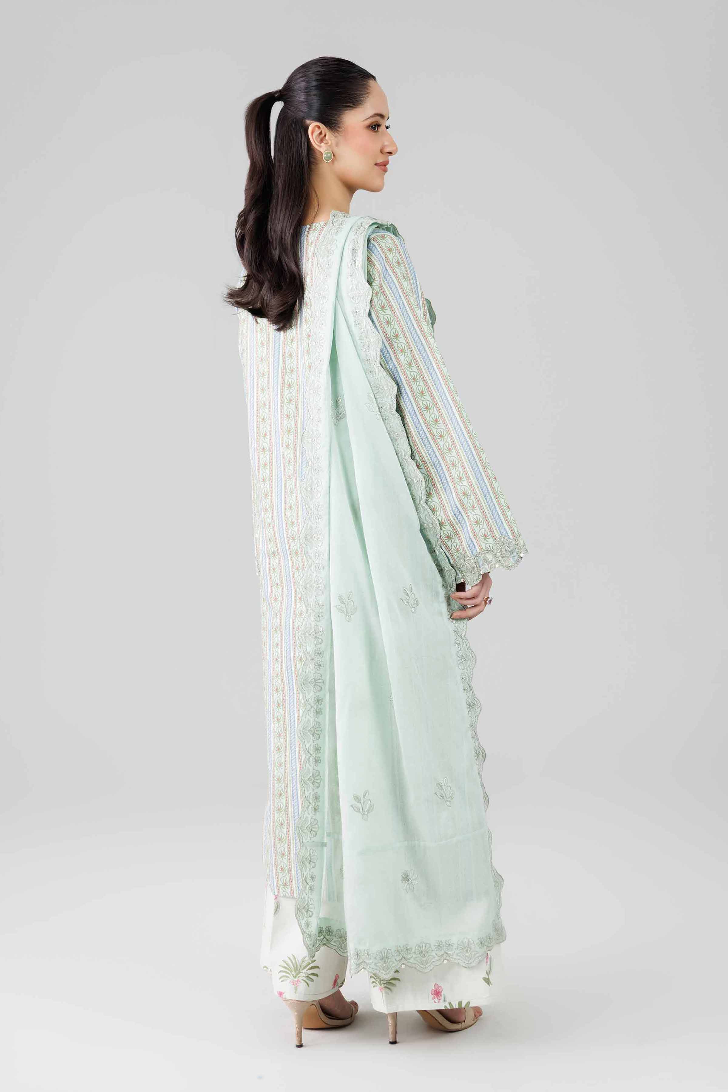 3 Piece - Printed Embroidered Suit - 42601805