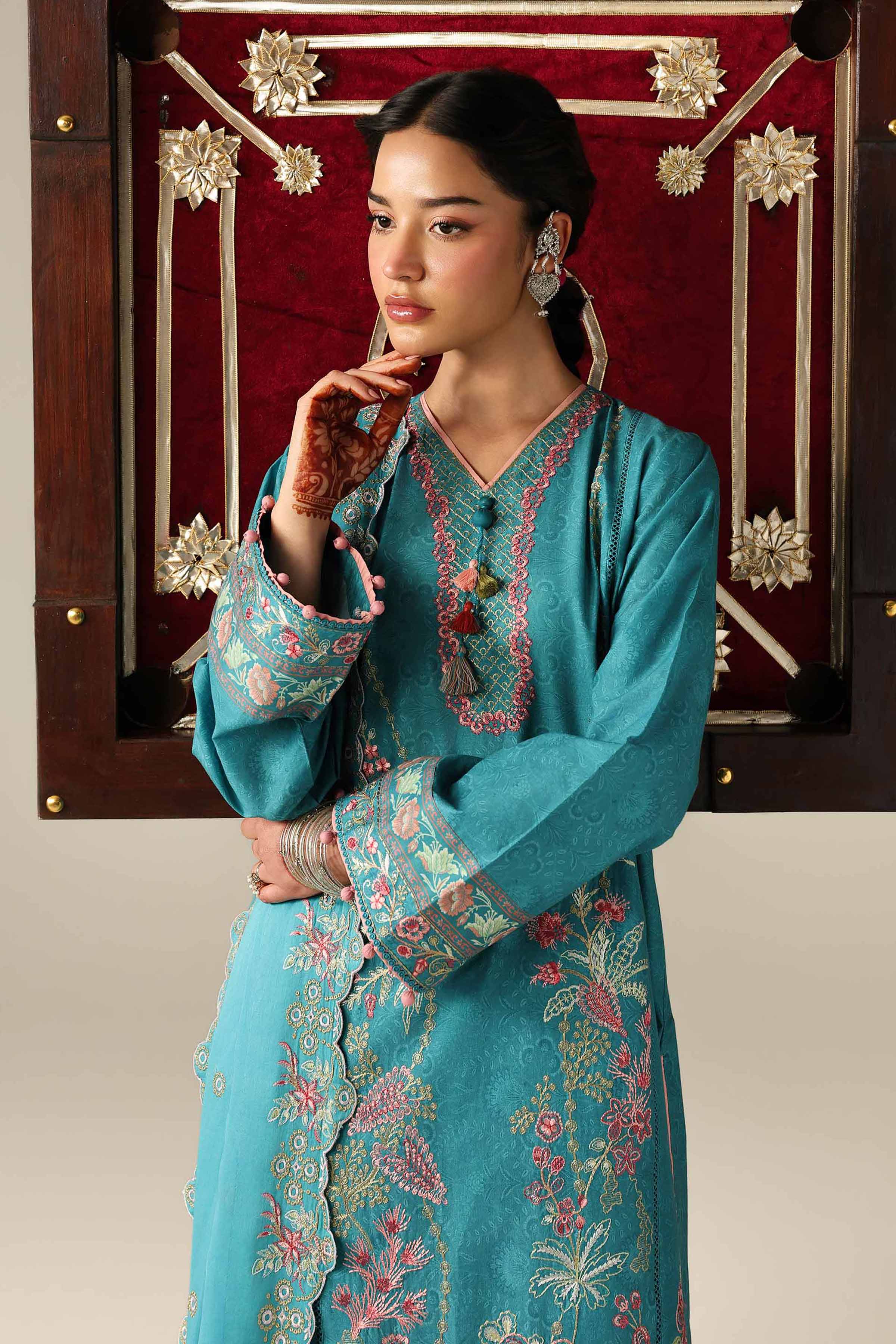 3 Piece - Printed Embroidered Suit - 42601806