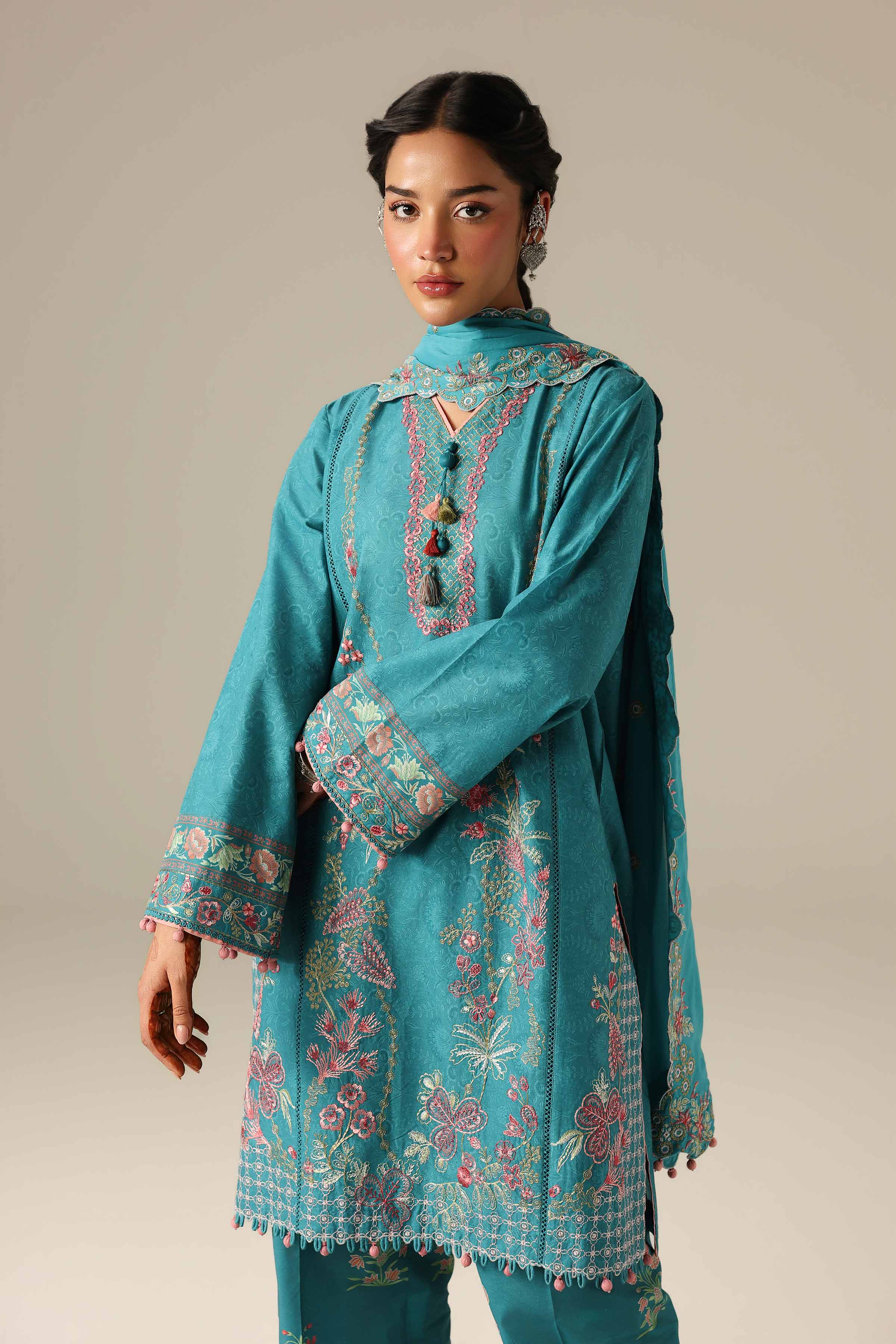 3 Piece - Printed Embroidered Suit - 42601806