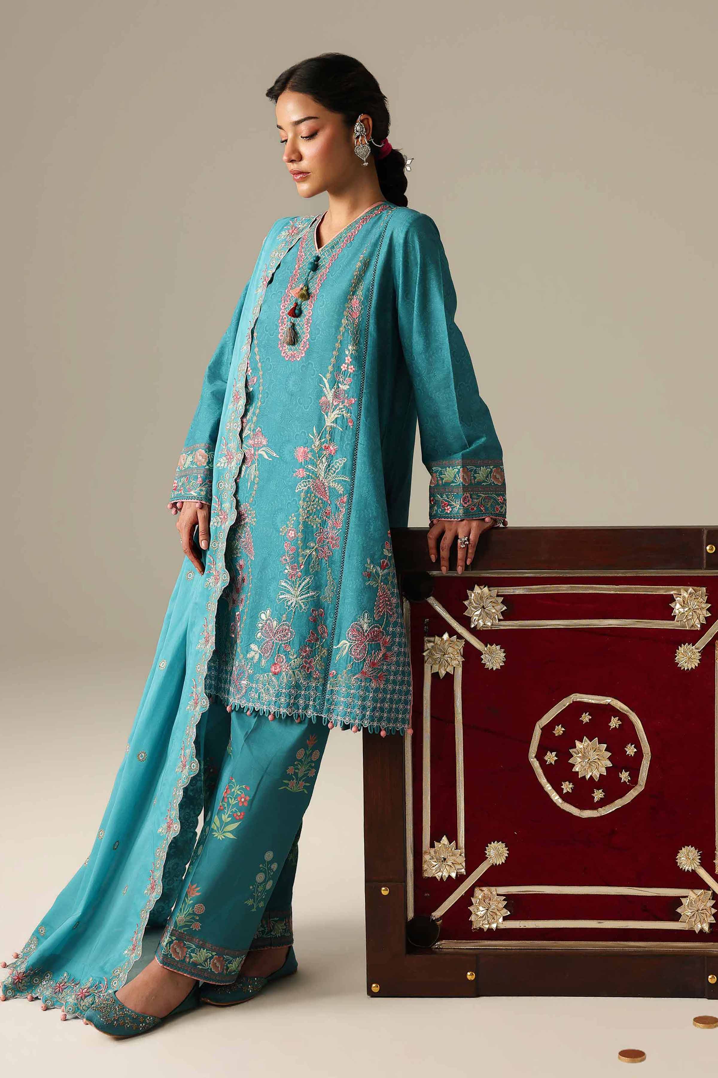 3 Piece - Printed Embroidered Suit - 42601806