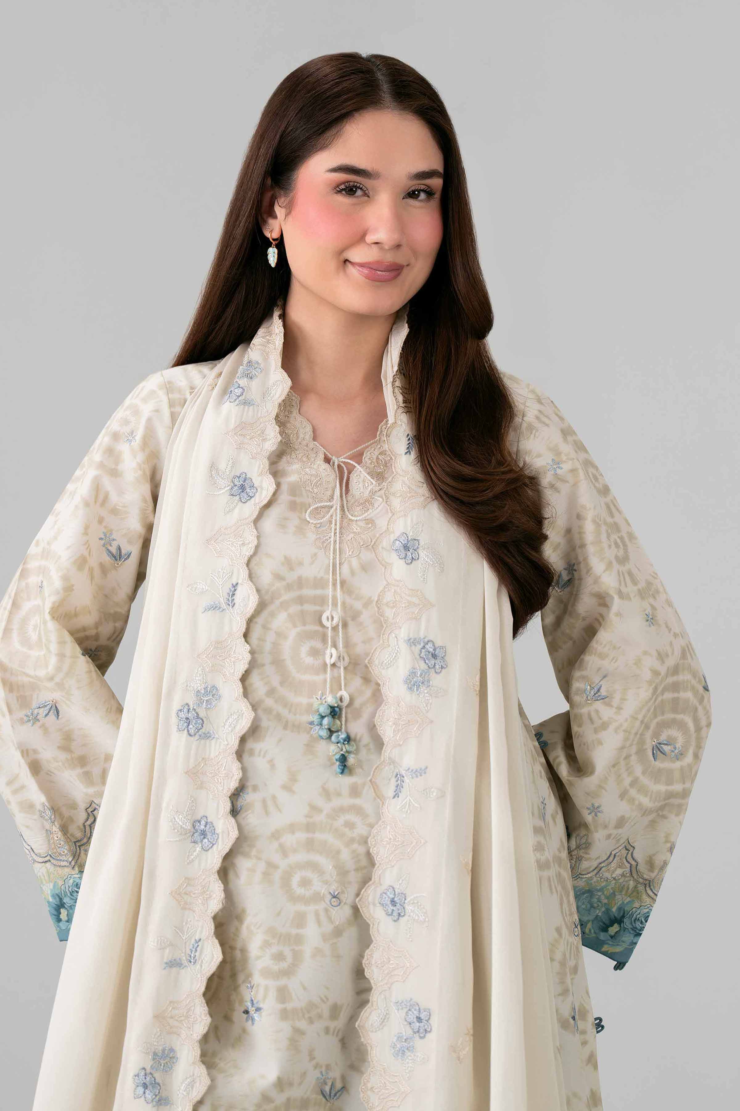 3 Piece - Printed Embroidered Suit - 42601807