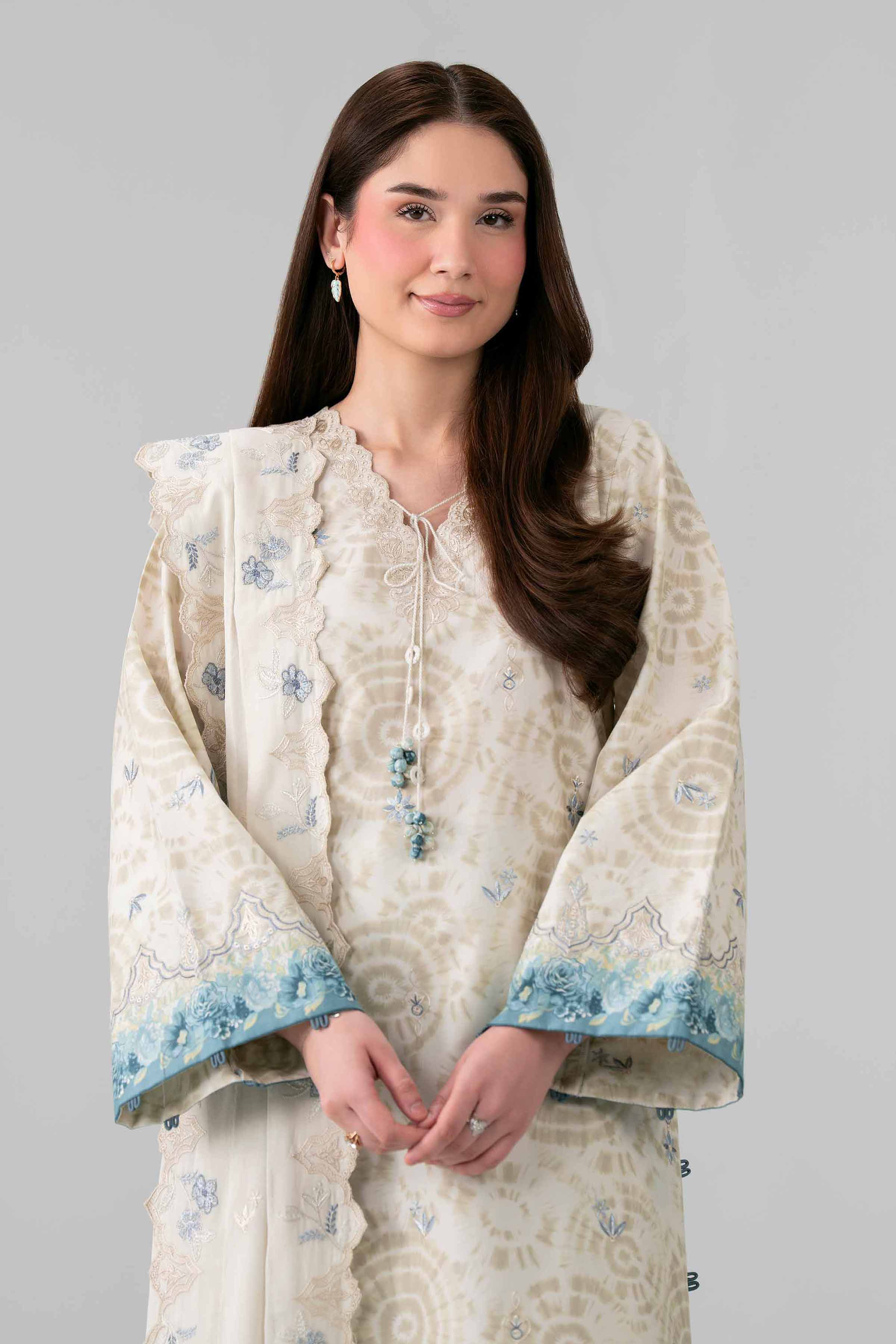 3 Piece - Printed Embroidered Suit - 42601807