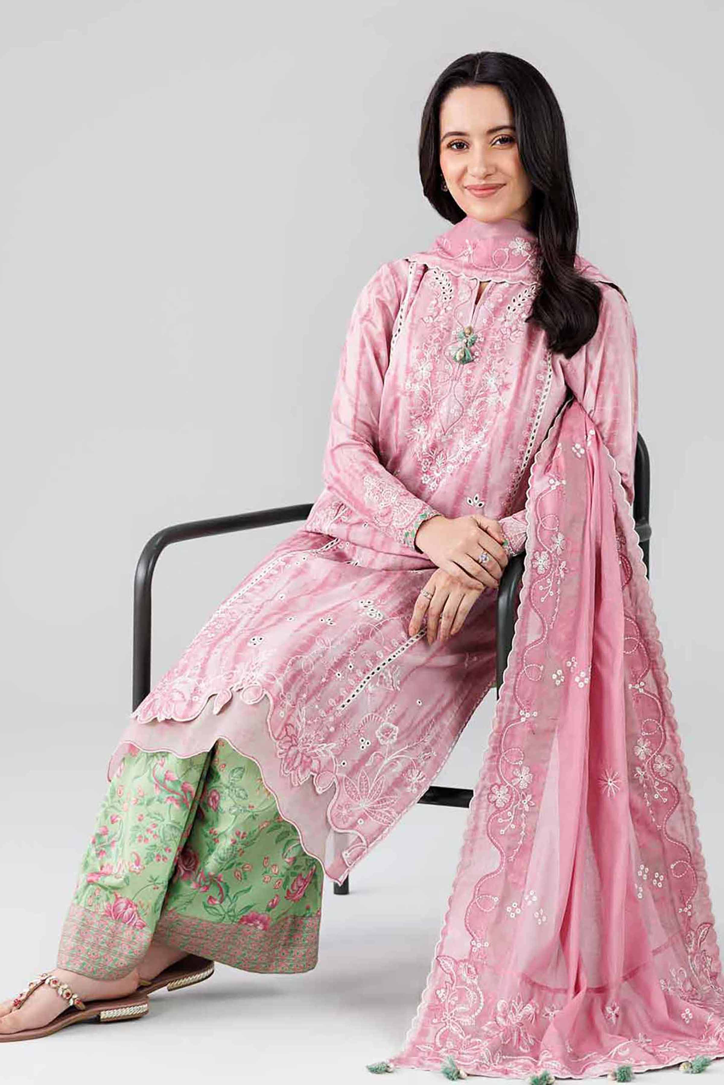 3 Piece - Printed Embroidered Suit - 42601810