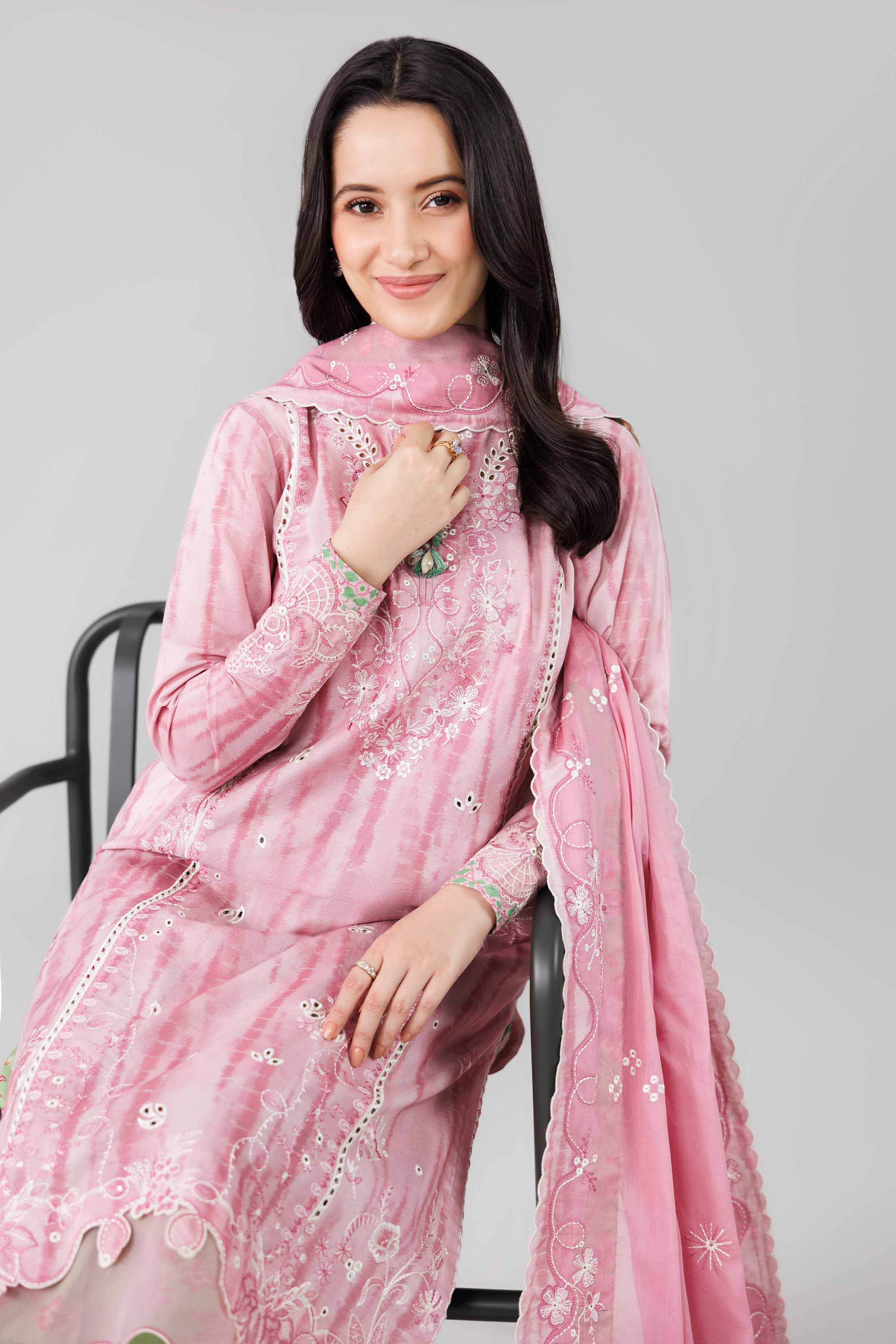 3 Piece - Printed Embroidered Suit - 42601810