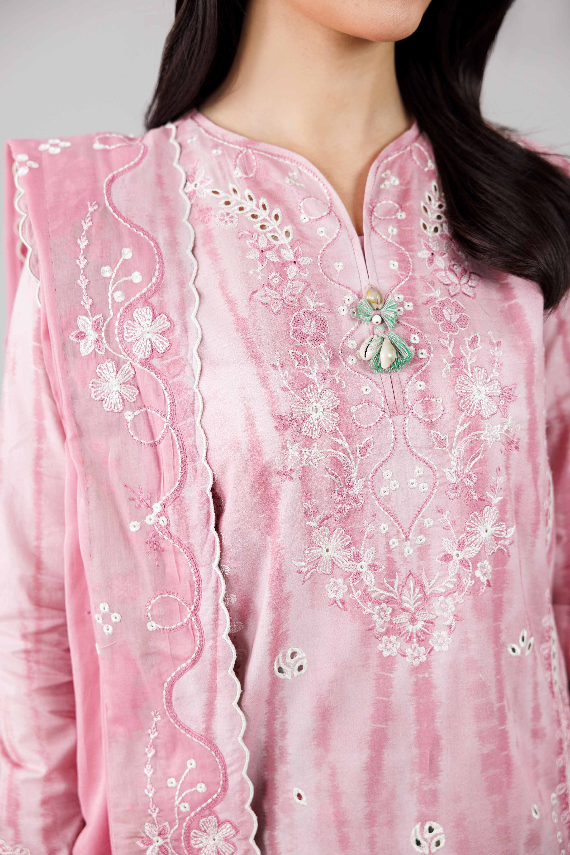 3 Piece - Printed Embroidered Suit - 42601810