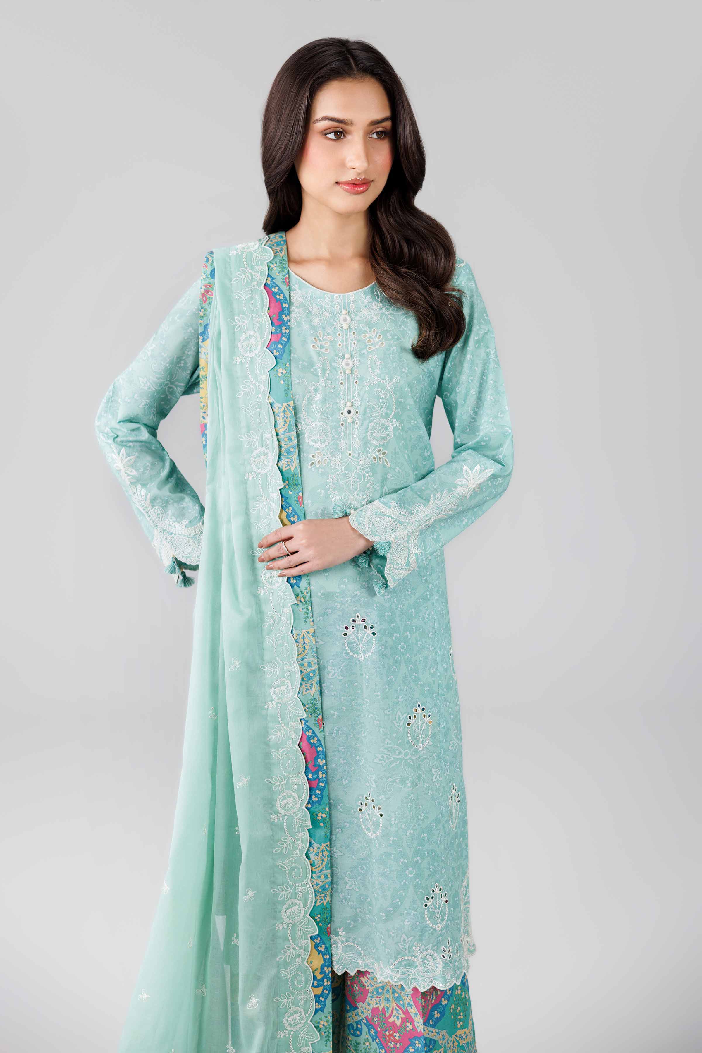 3 Piece - Printed Embroidered Suit - 42601813