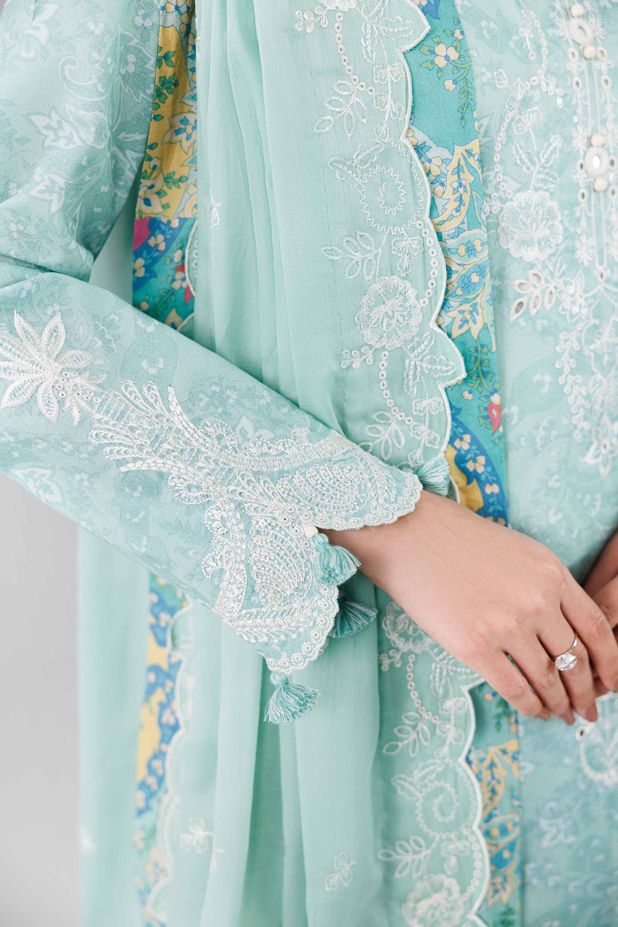 3 Piece - Printed Embroidered Suit - 42601813