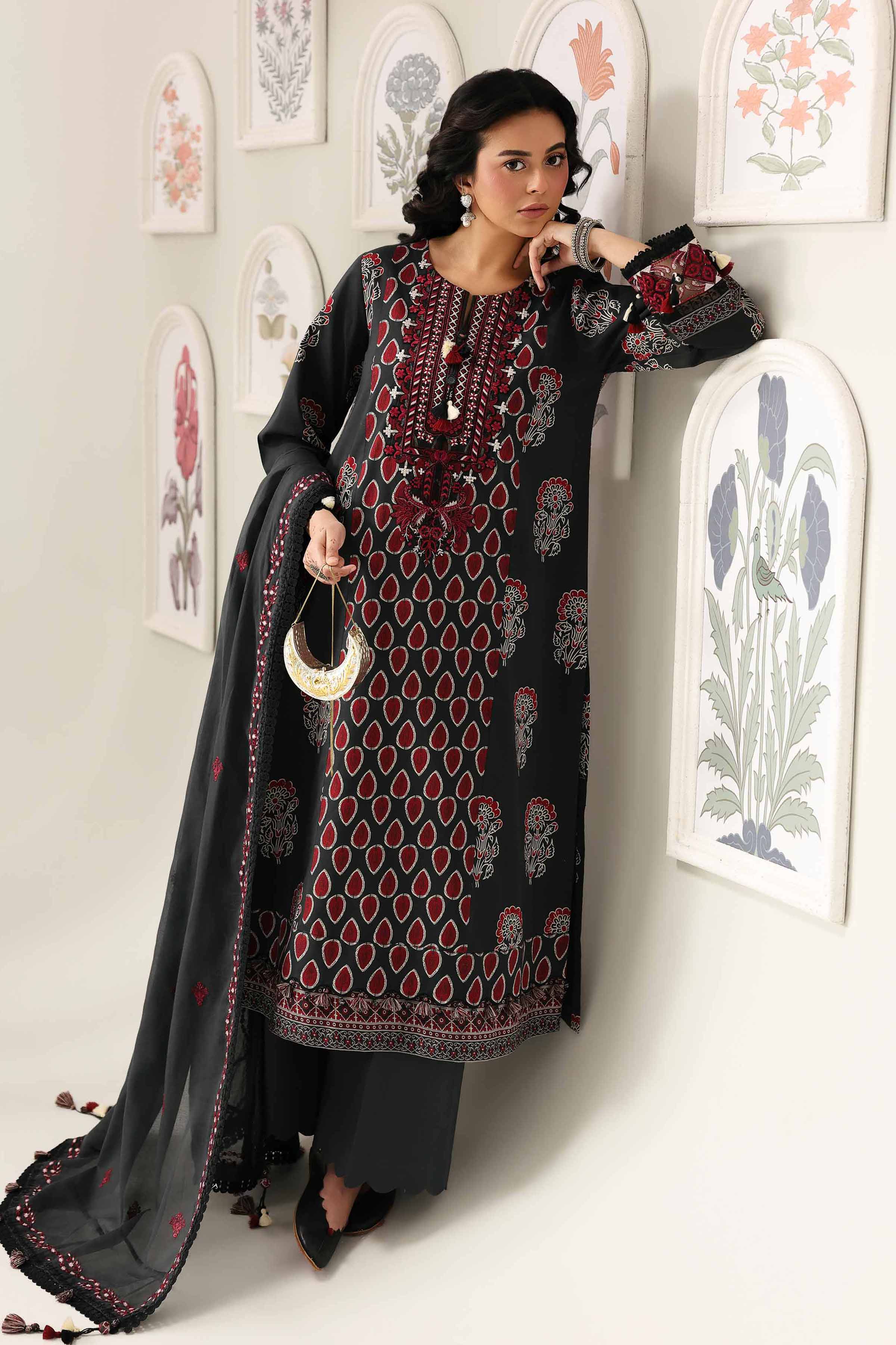 3 Piece - Printed Embroidered Suit - 42601816