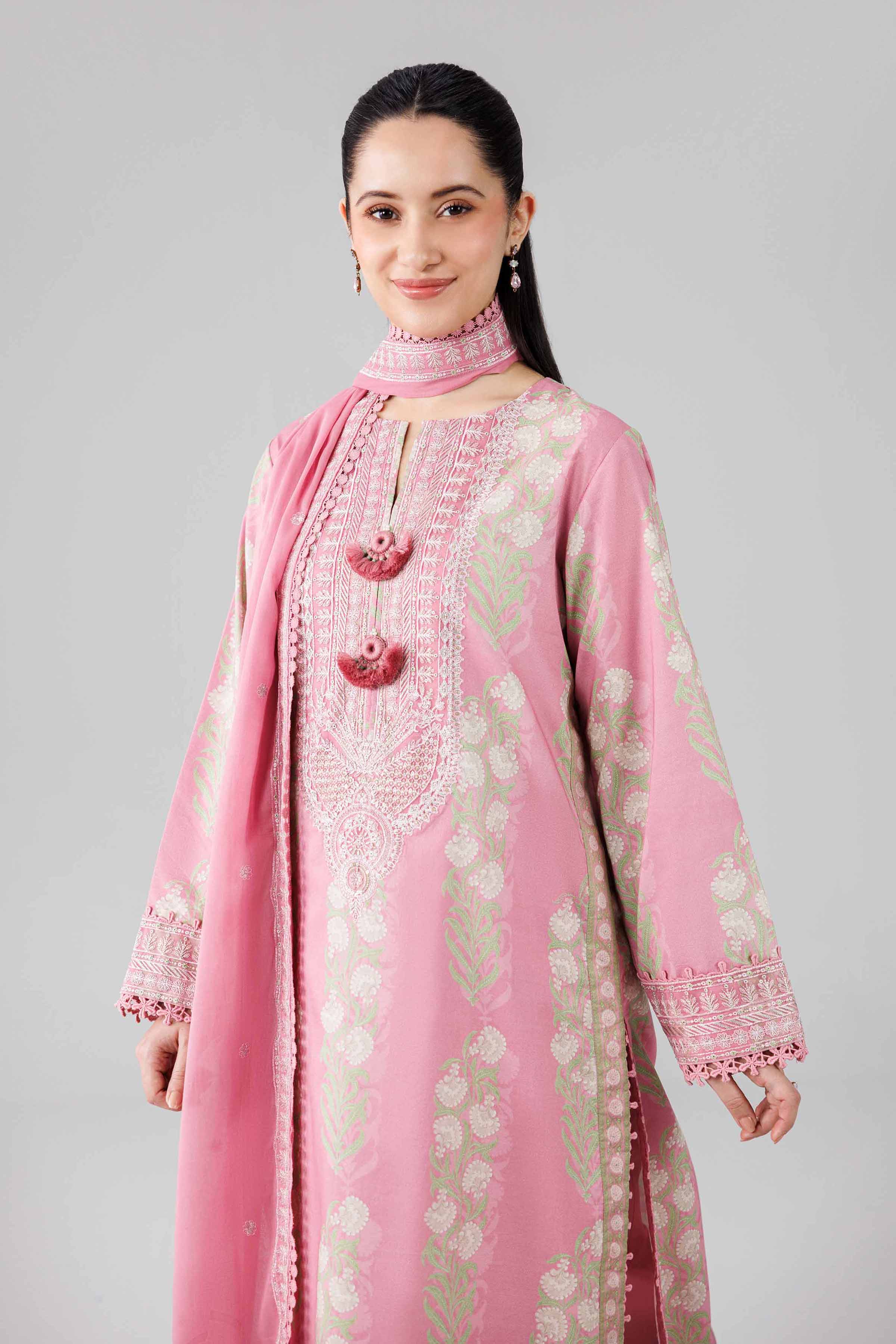 3 Piece - Printed Embroidered Suit - 42601818