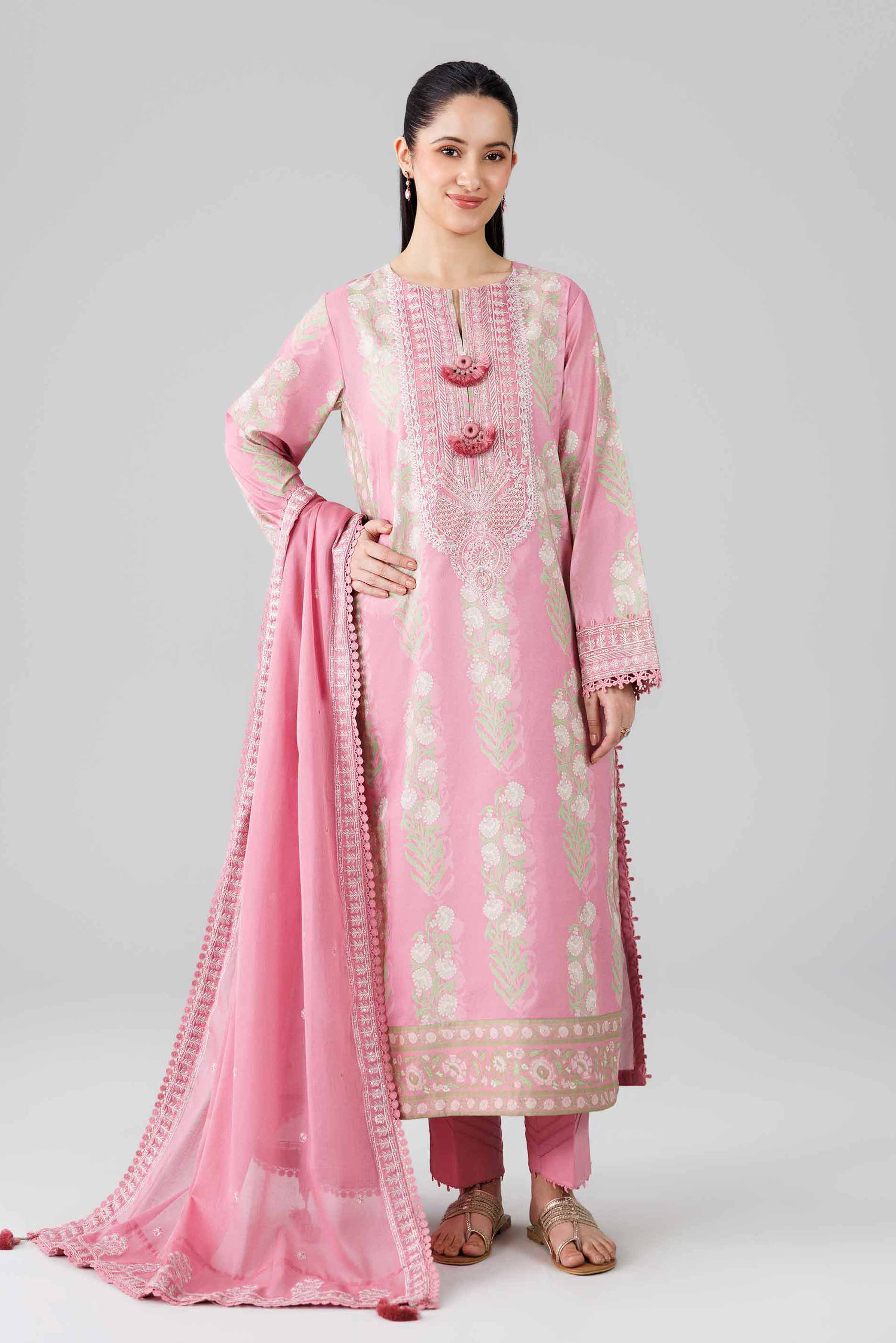 3 Piece - Printed Embroidered Suit - 42601818