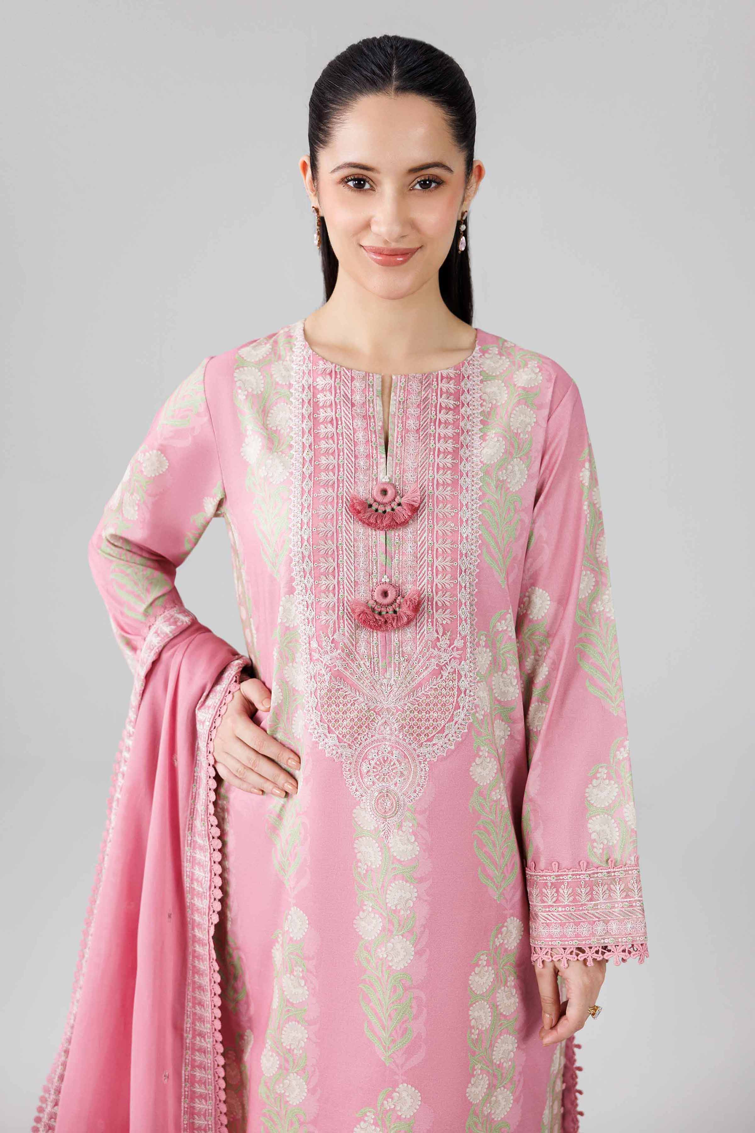 3 Piece - Printed Embroidered Suit - 42601818