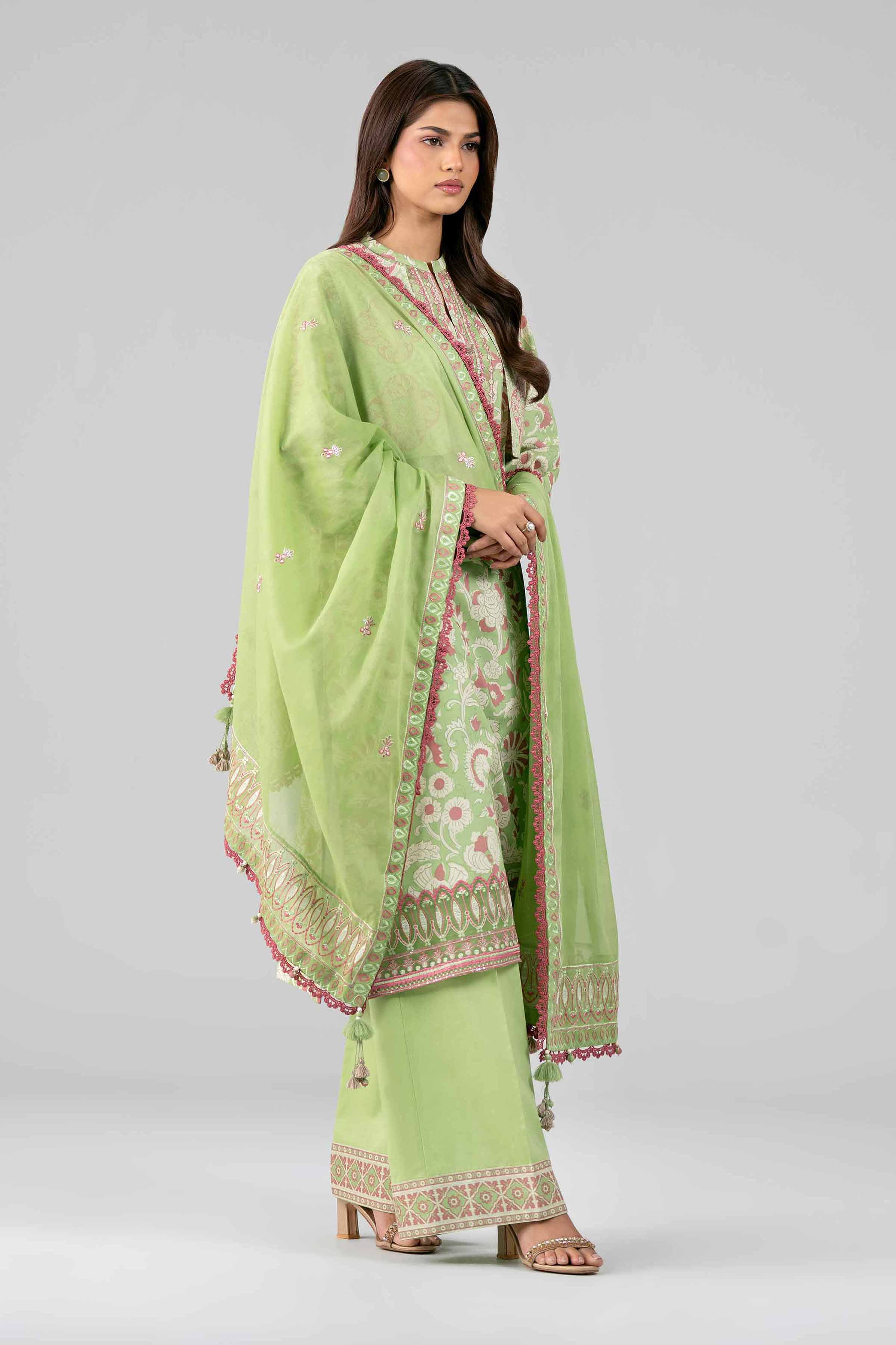 3 Piece - Printed Embroidered Suit - 42601819
