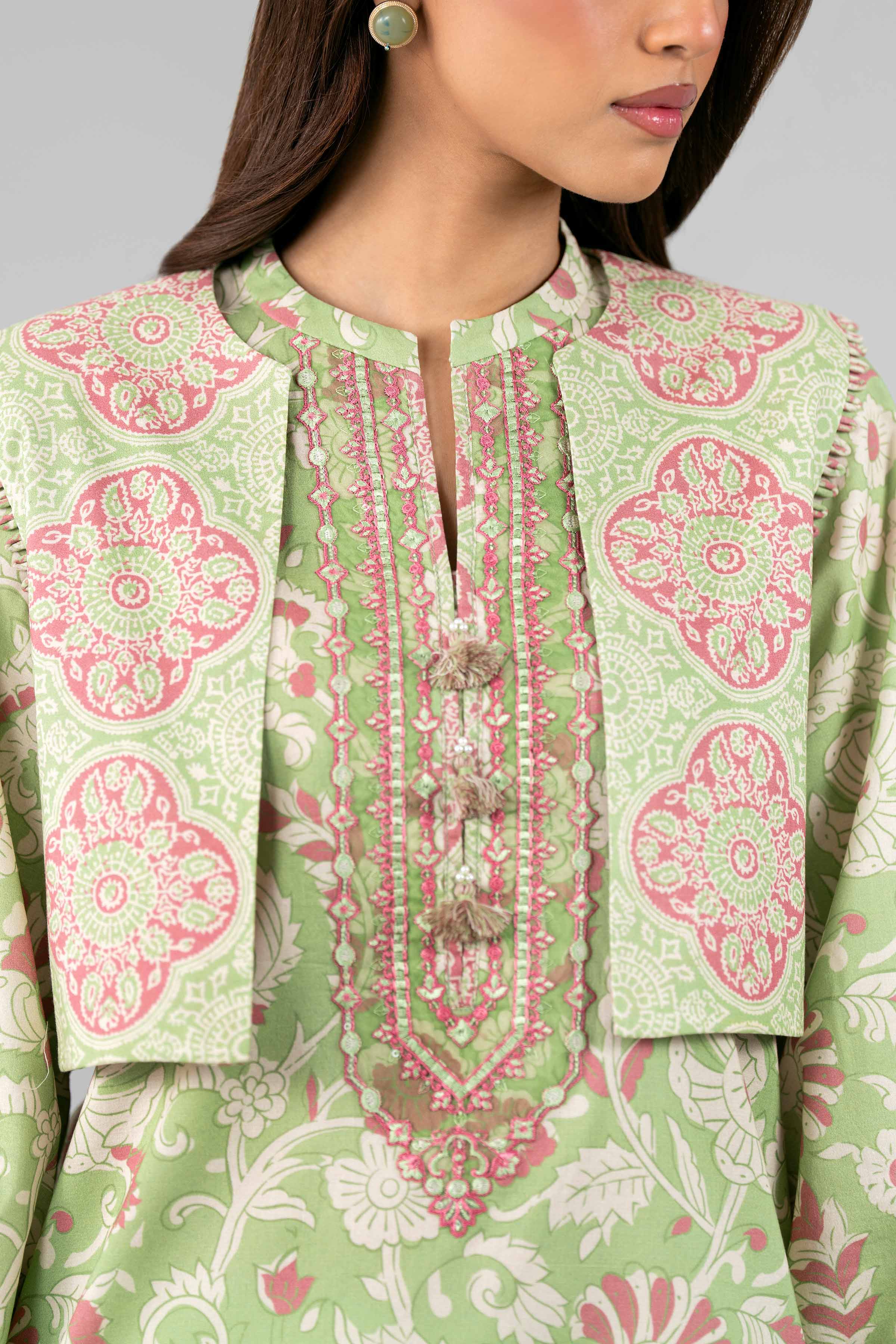 3 Piece - Printed Embroidered Suit - 42601819