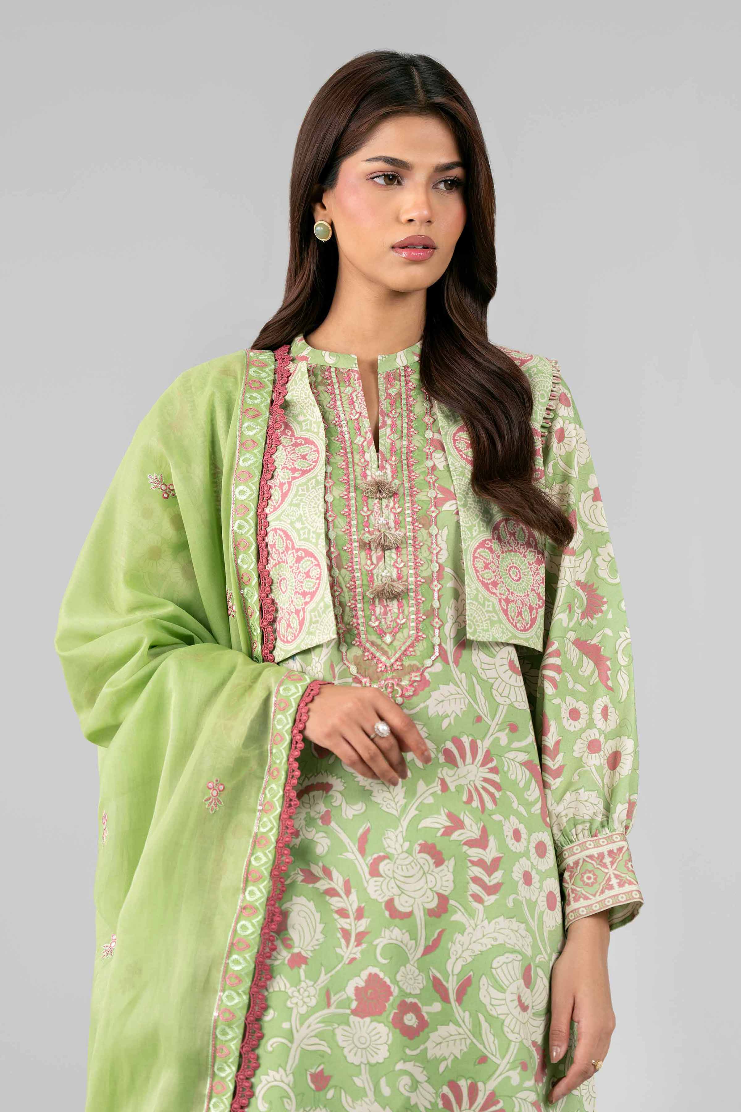 3 Piece - Printed Embroidered Suit - 42601819